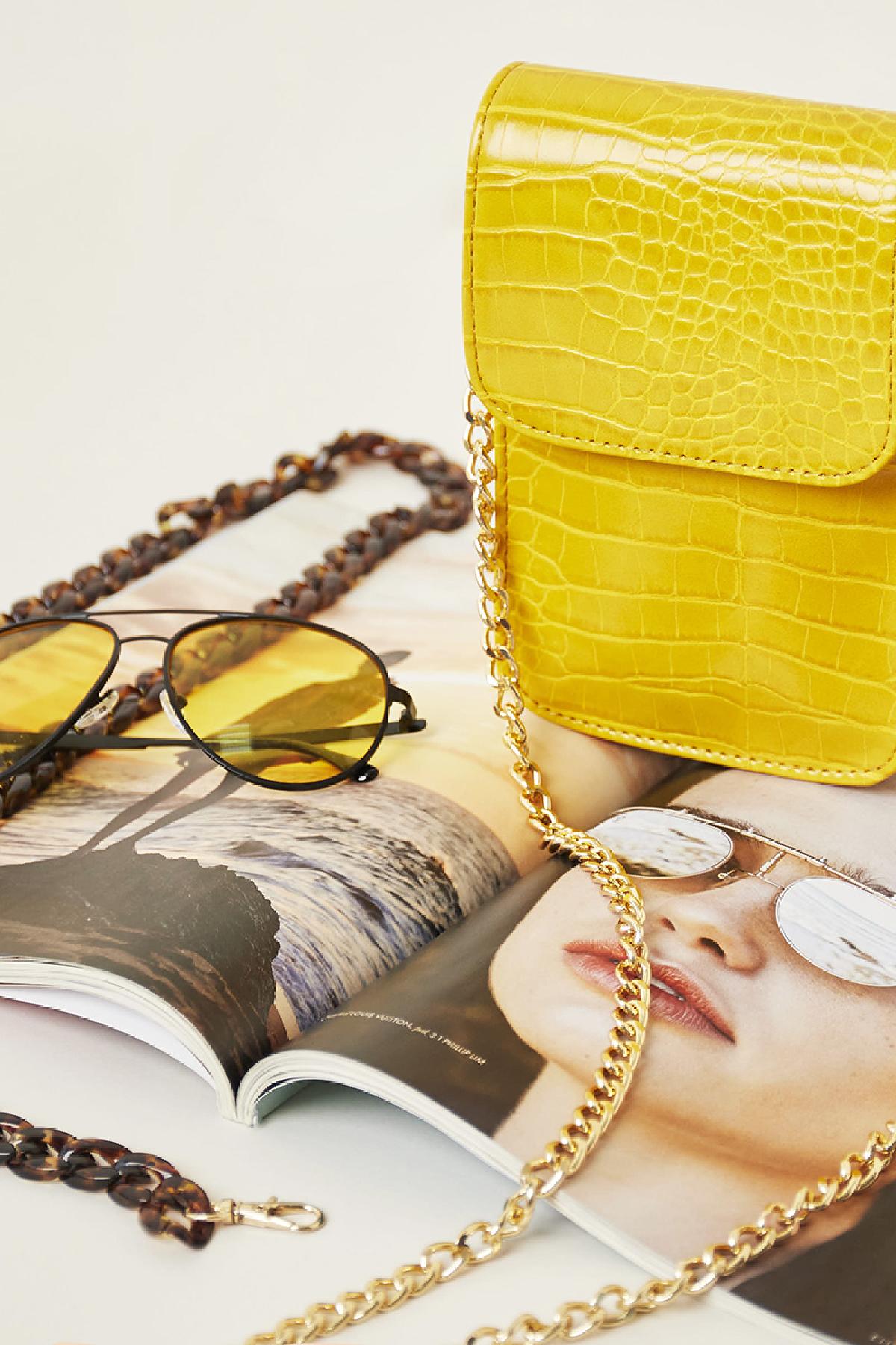 Croco dames telefoon tasje - Geel | Animal collectie
