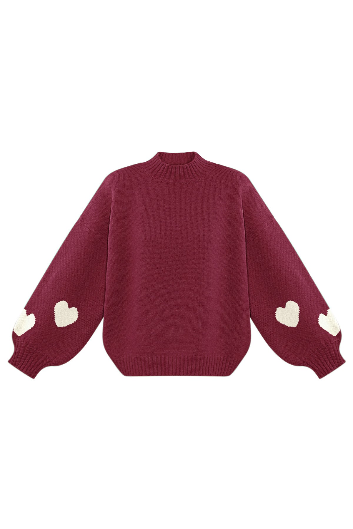 Gebreide Wolmix Vrouwen Oversized Trui Hart Appliqué Ontwerp