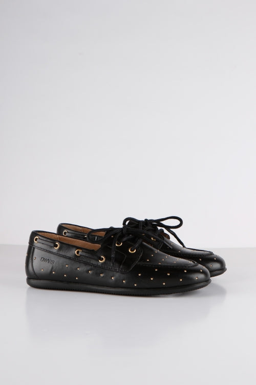 DWRS Label leren mocassin; Latty small studs - Black