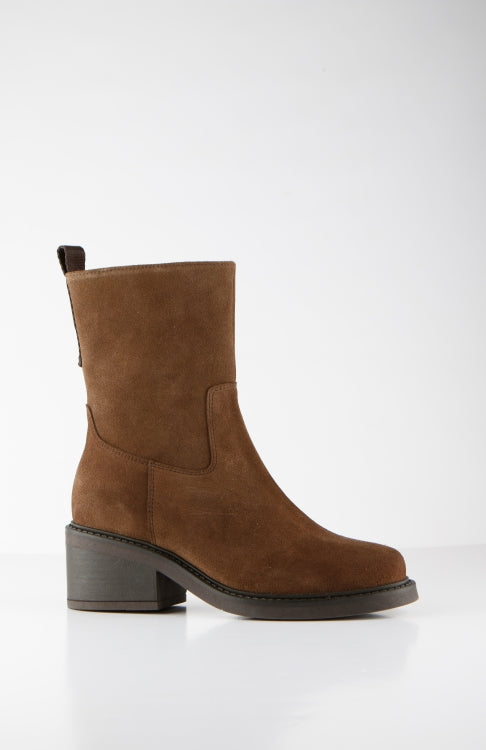 PRE-ORDER! DWRS Label suède boots; Malfa enkellaars met hak - Bruin
