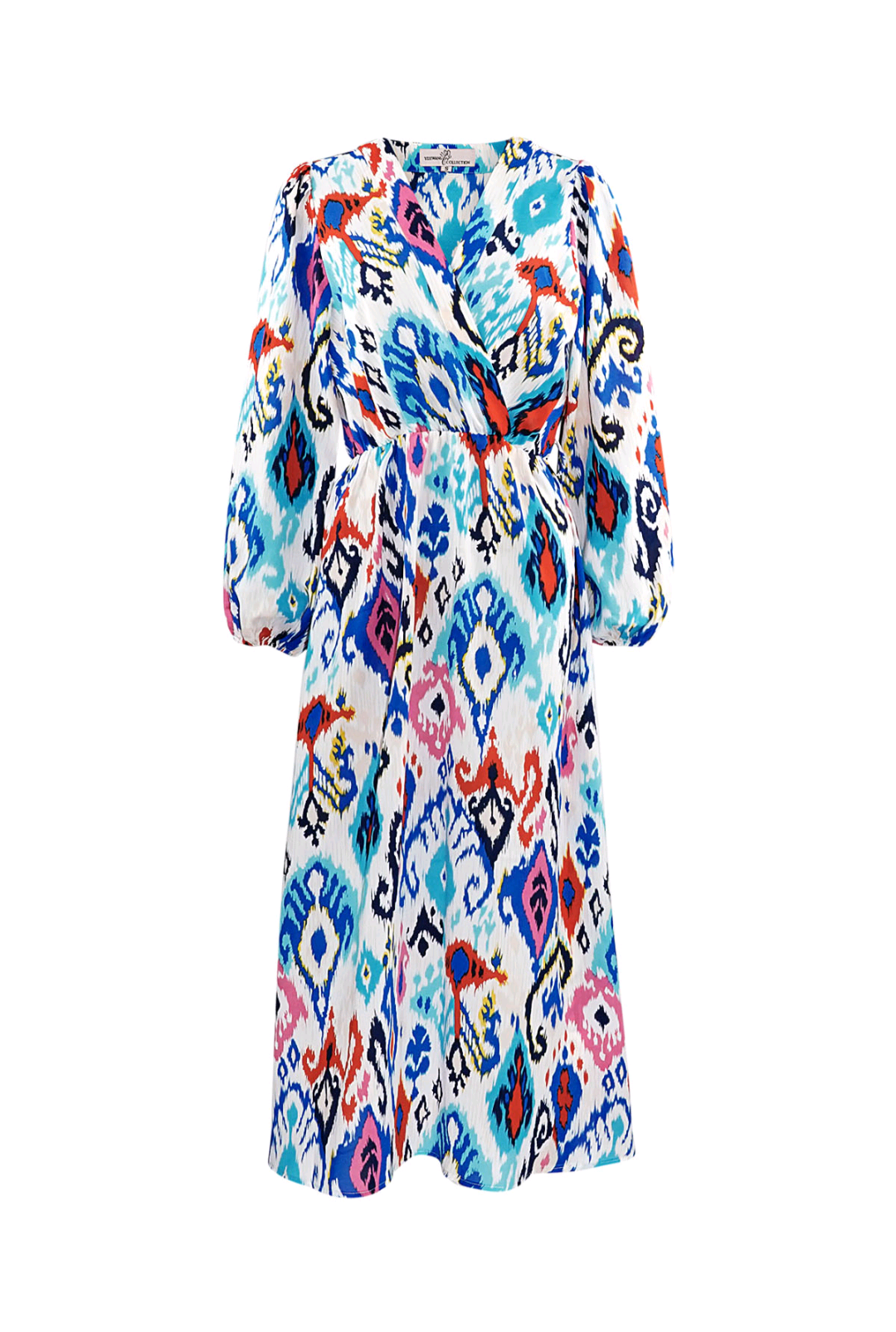 Dames maxi jurk/ lange jurk met print en tailleband - Blauw | Lente & Pastels collectie