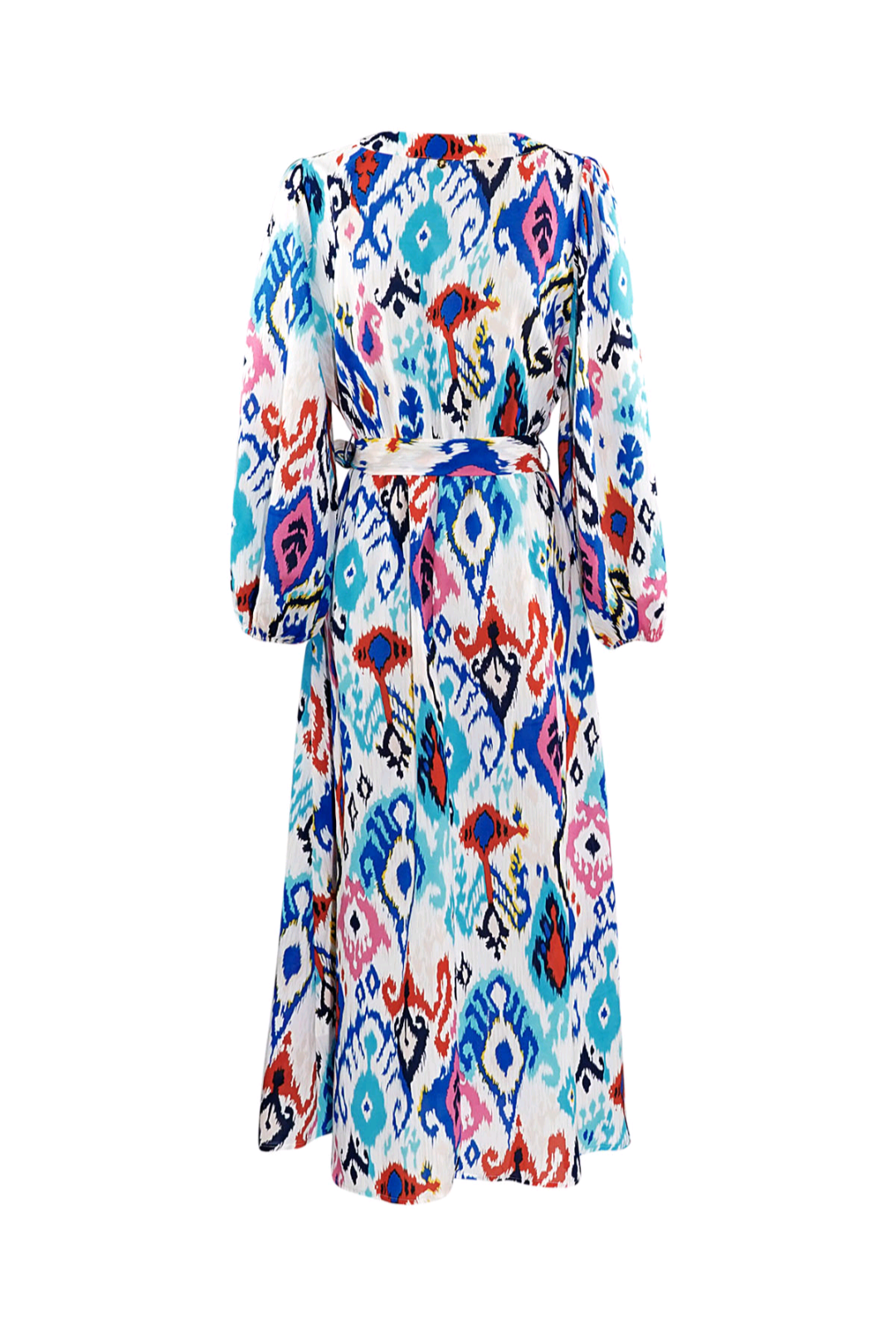 Dames maxi jurk/ lange jurk met print en tailleband - Blauw | Lente & Pastels collectie