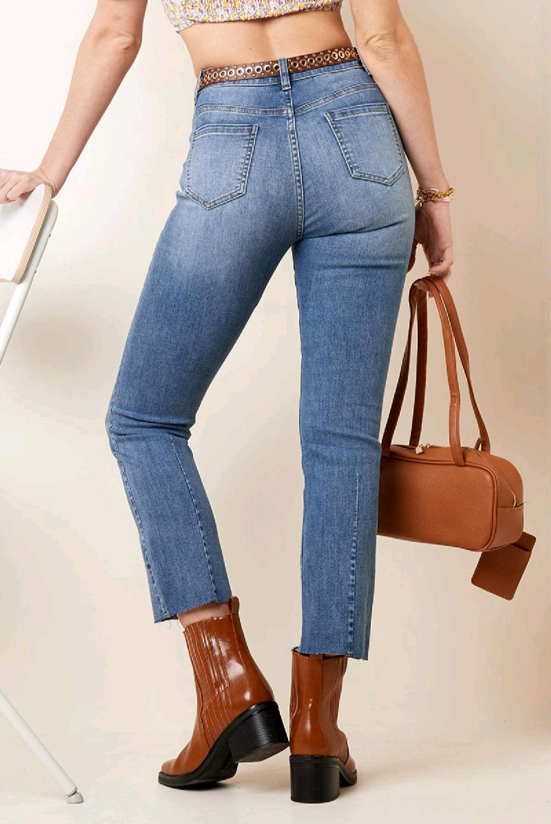 Cropped stretch Jeans dames high waist - zomer