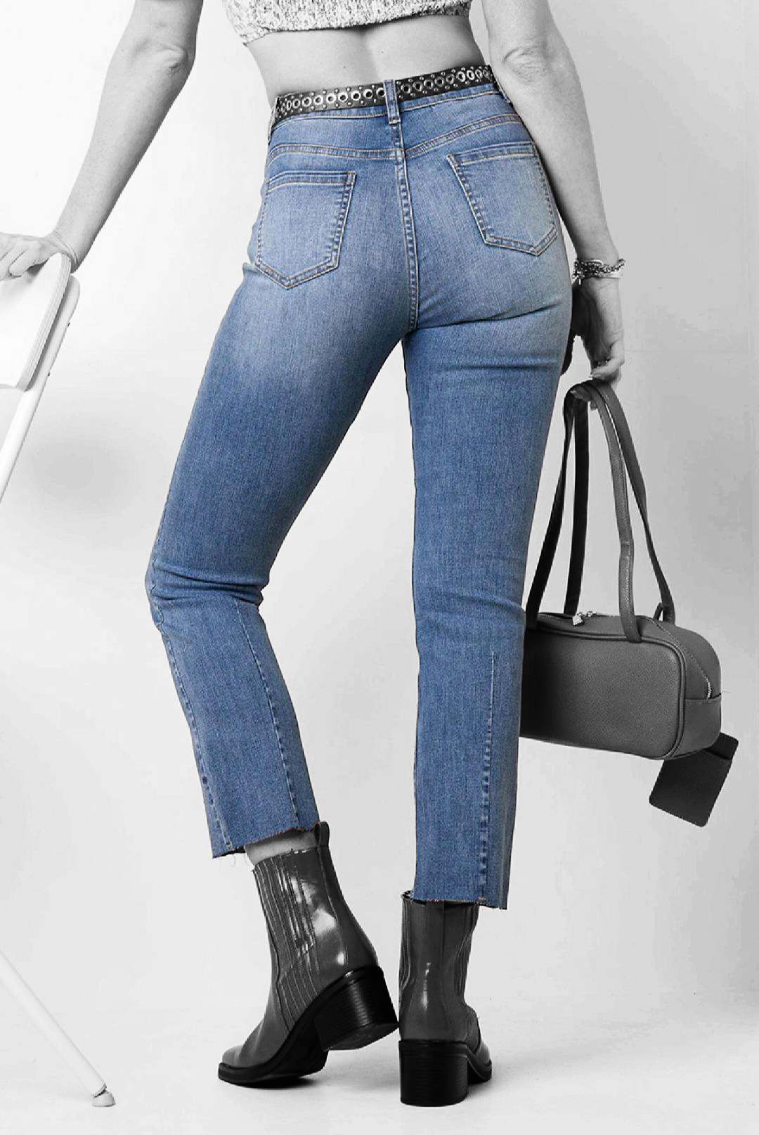 Cropped Jeans dames high waist - achter zakken