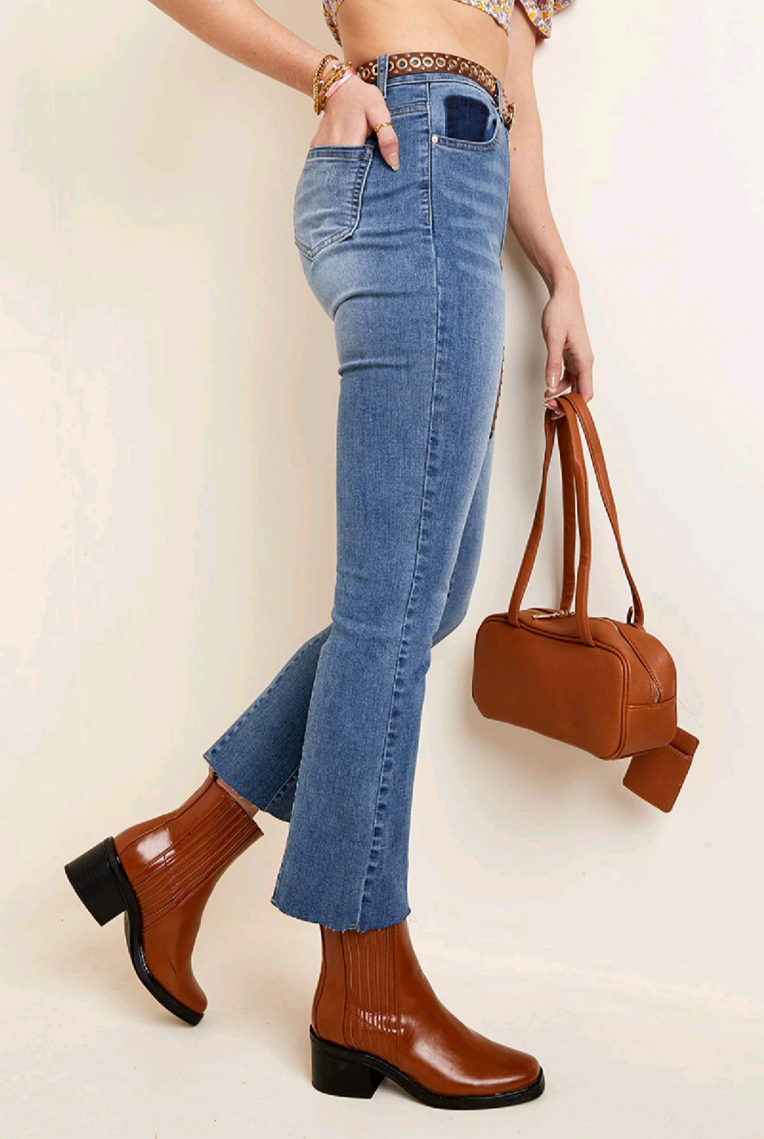 Enkellange jeans dames high waist - cropped