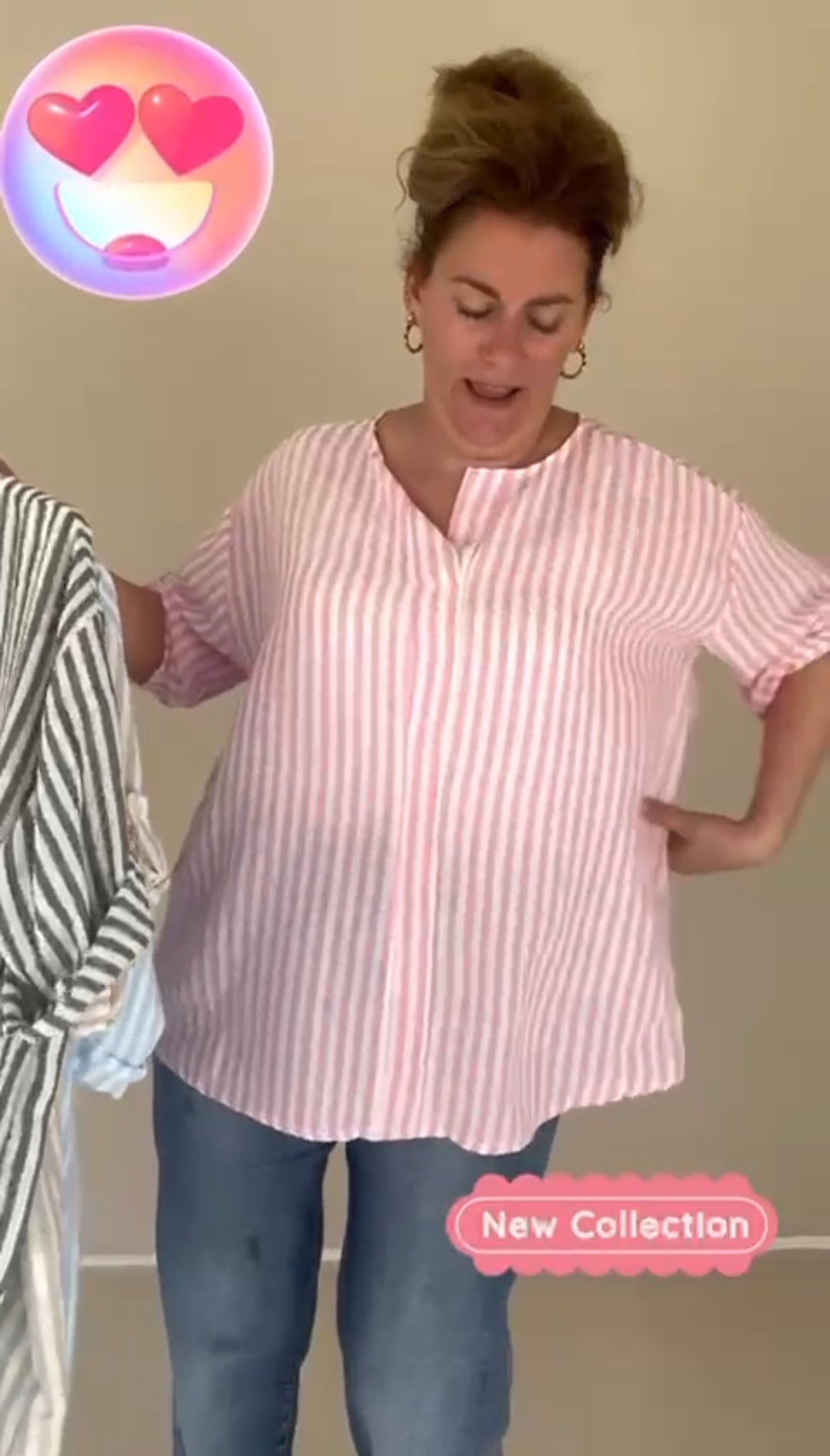 Gestreepte top dames met v-hals - Beige/Wit | Tee Time collectie
