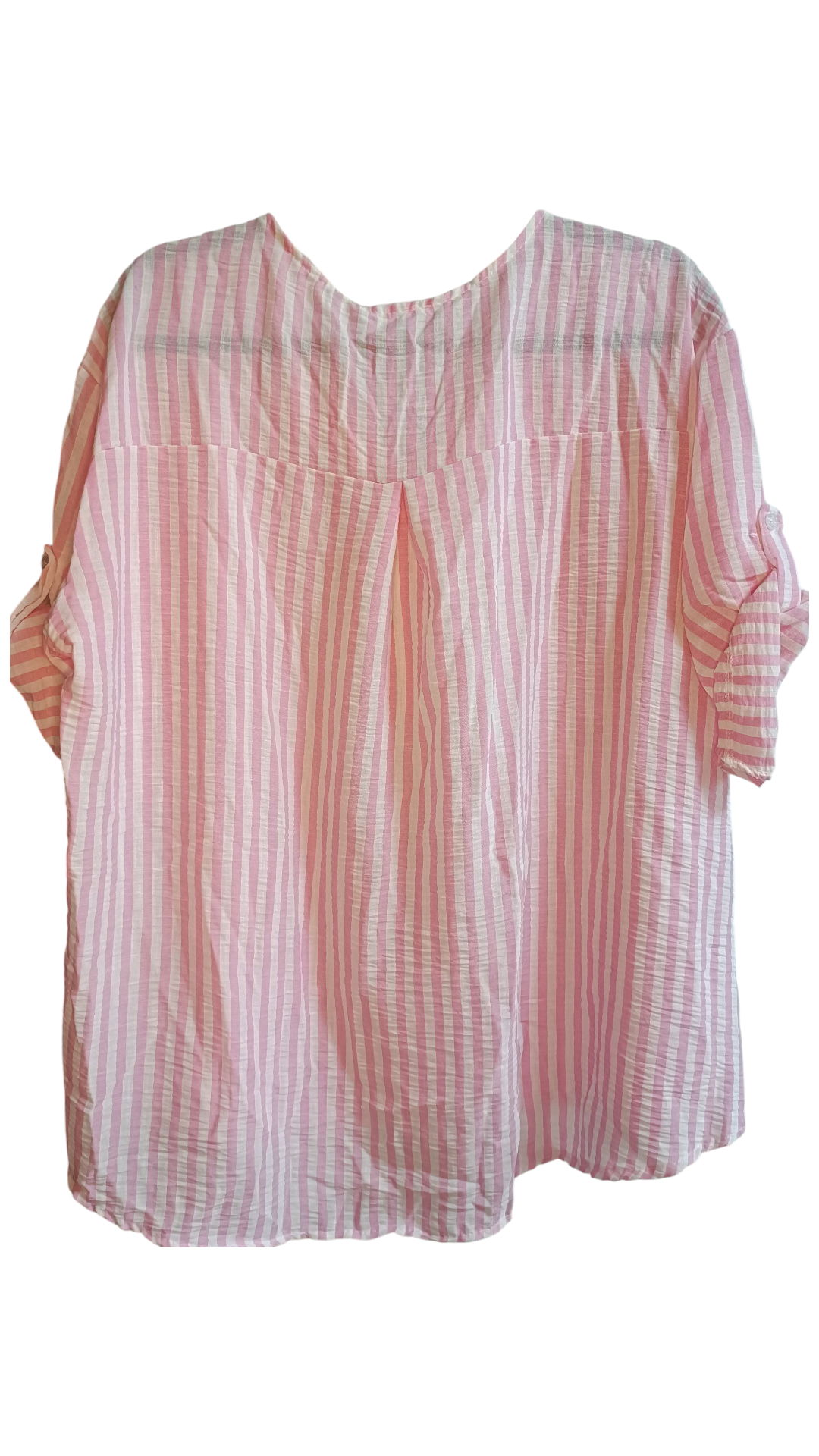 Gestreepte top dames met v-hals - Roze/Wit | Tee Time collectie