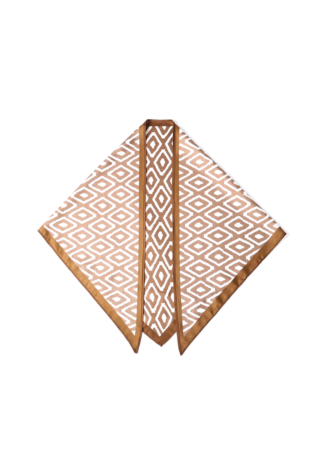Driehoek sjaal/ grote neksjaal dames; grafische print - Cognac/ Bruin