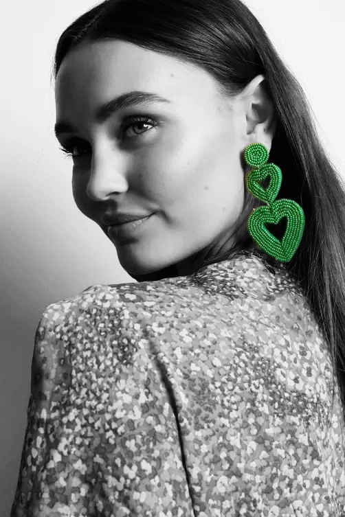 Grote groene statement oorbellen 3 hartjes/ hart groot