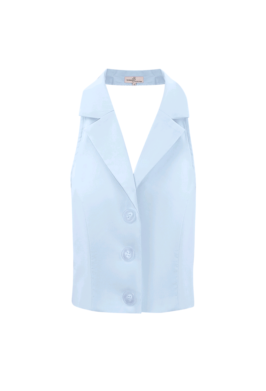 Dani; dames haltertopje/ gilet - Lichtblauw | Lente & Pastels collectie