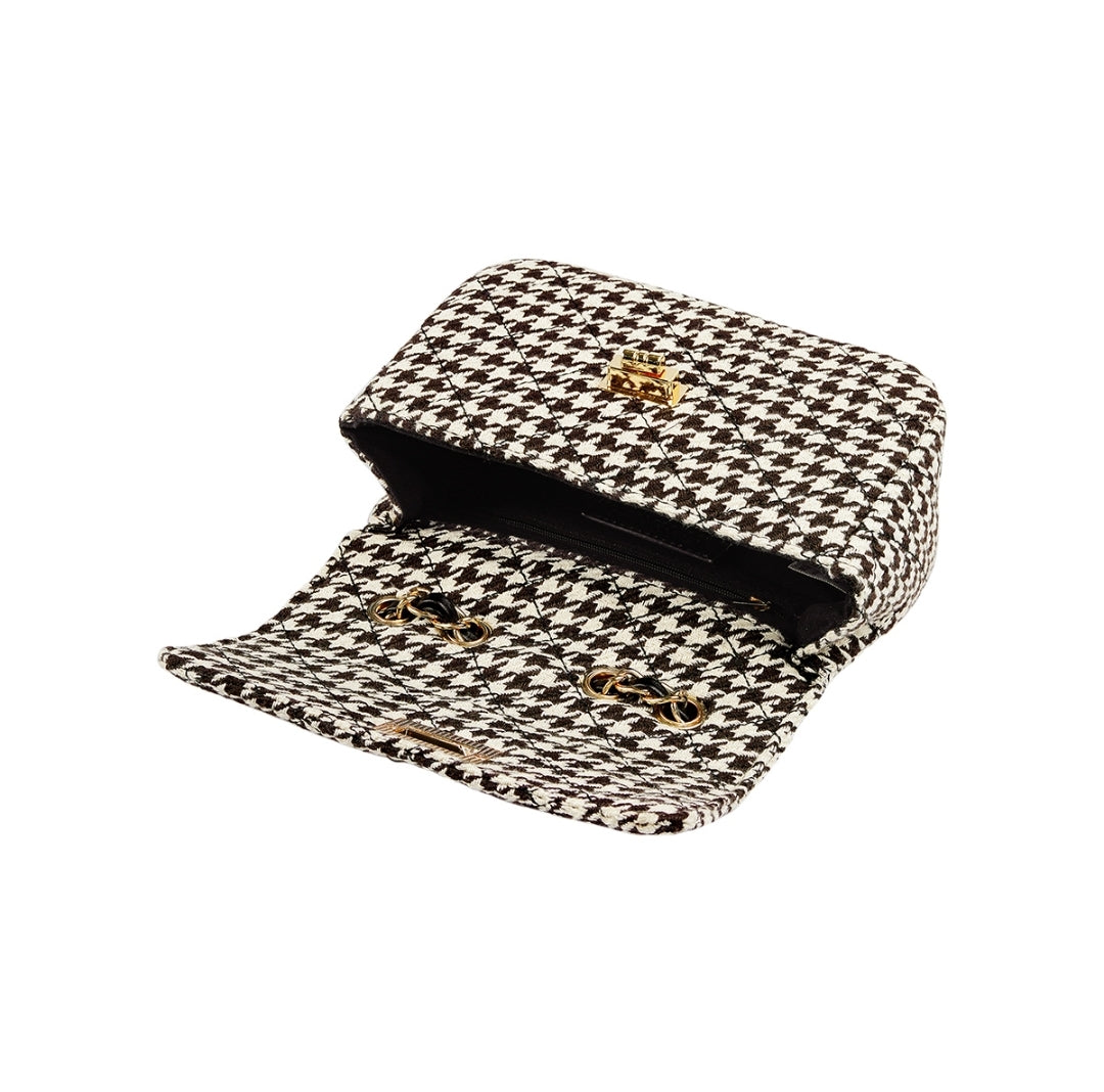 Pied de Poule dames tas - Zwart/ Beige