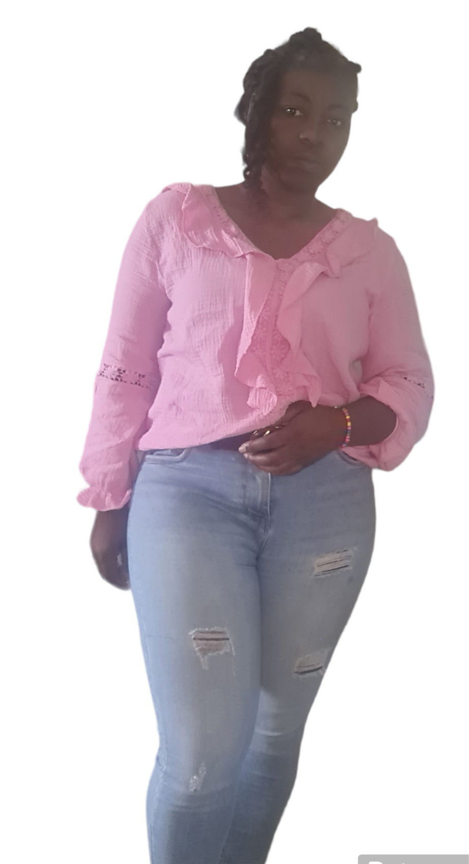 Carolina; Dames top van wafelstof - Roze