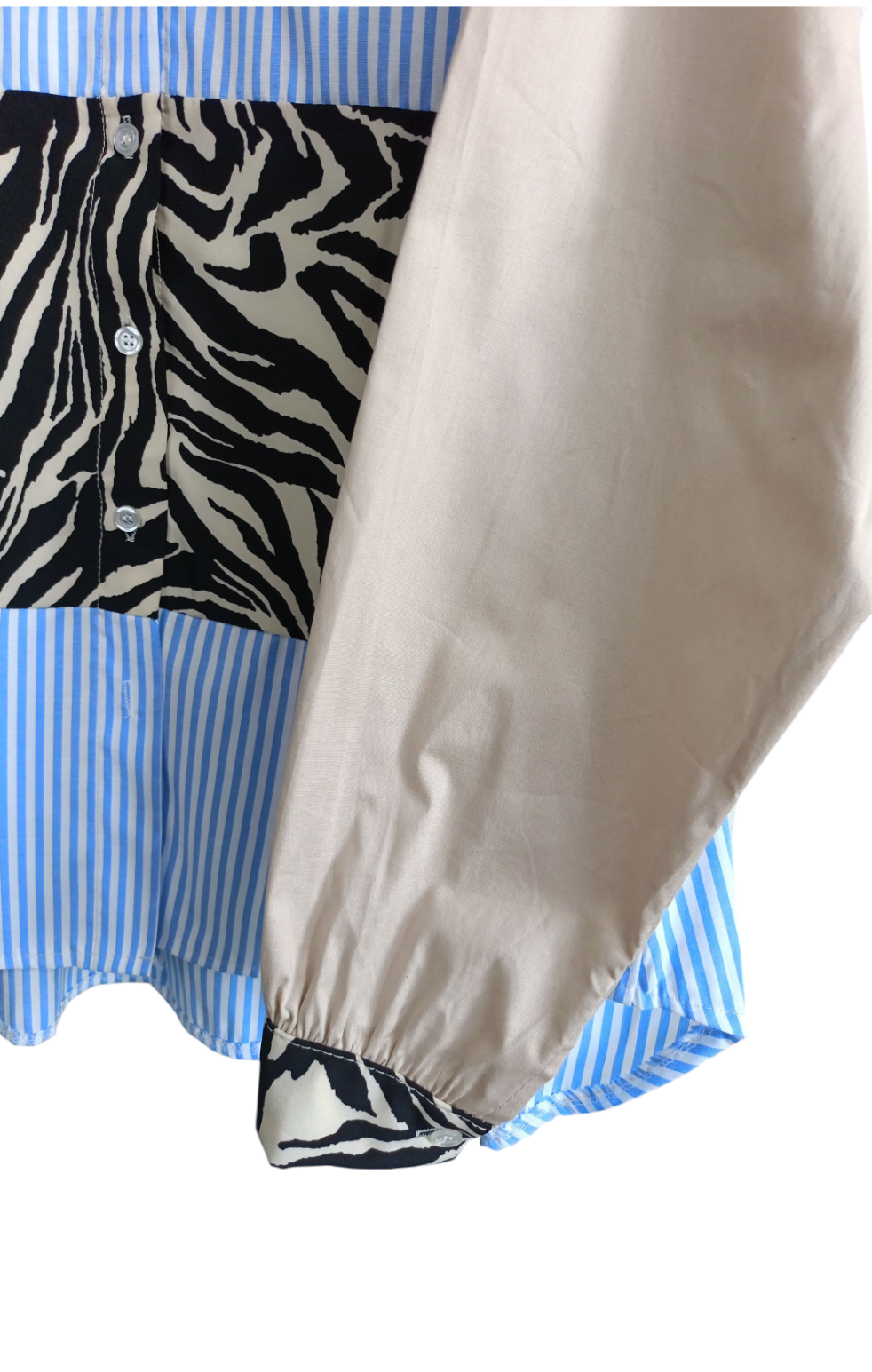 Gestreepte blouse dames met zebra print - Blauw / Wit| Jeans & Chic collectie