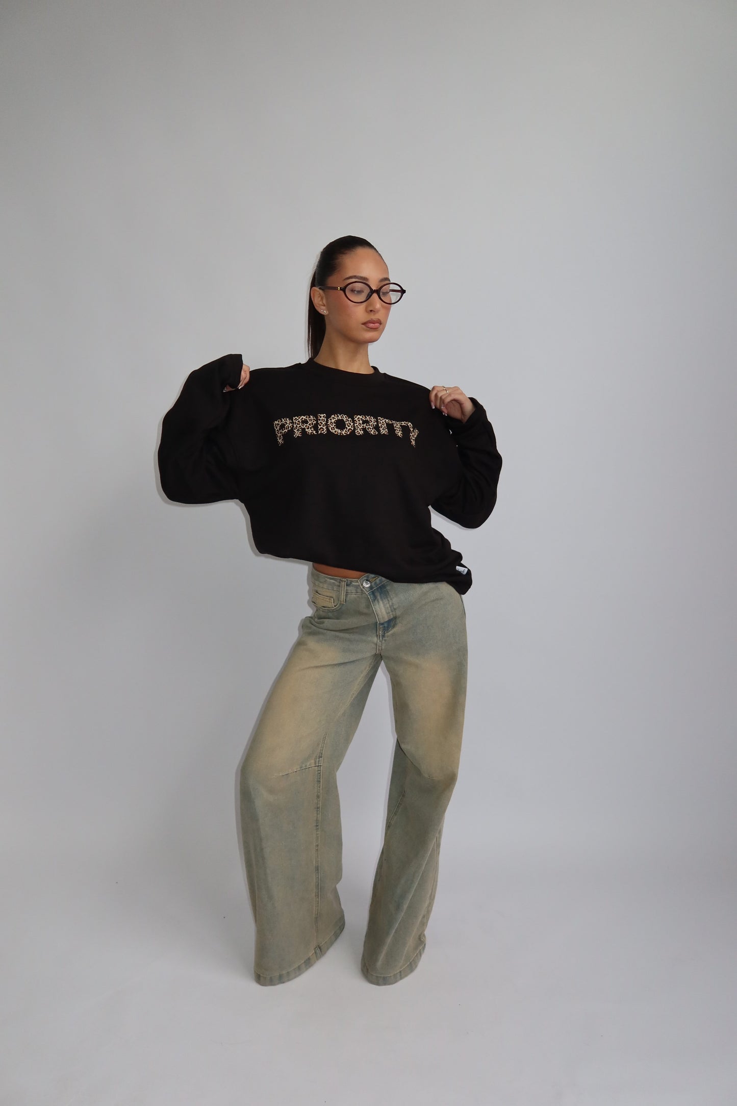 Priority Longsleeve; Priority Leopard print Longsleeve - Zwart