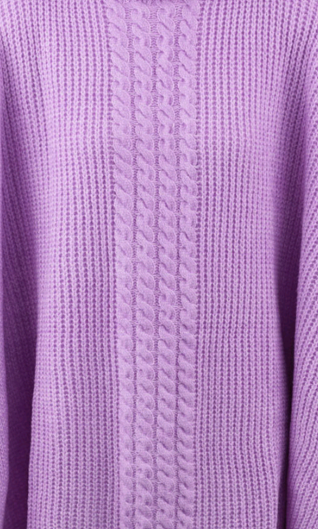 Tess - Roze gebreide poncho met col | Colourful Sweaters collectie