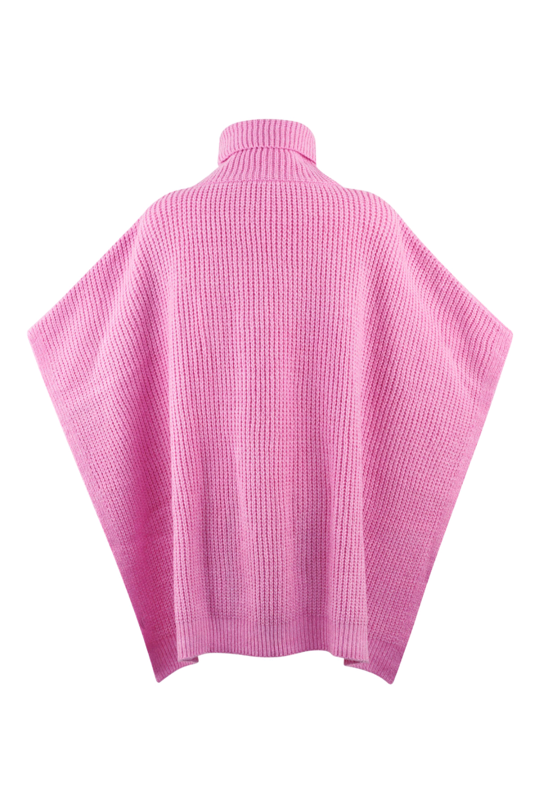 Tess - Fuchsia roze gebreide poncho met col | Colourful Sweaters collectie