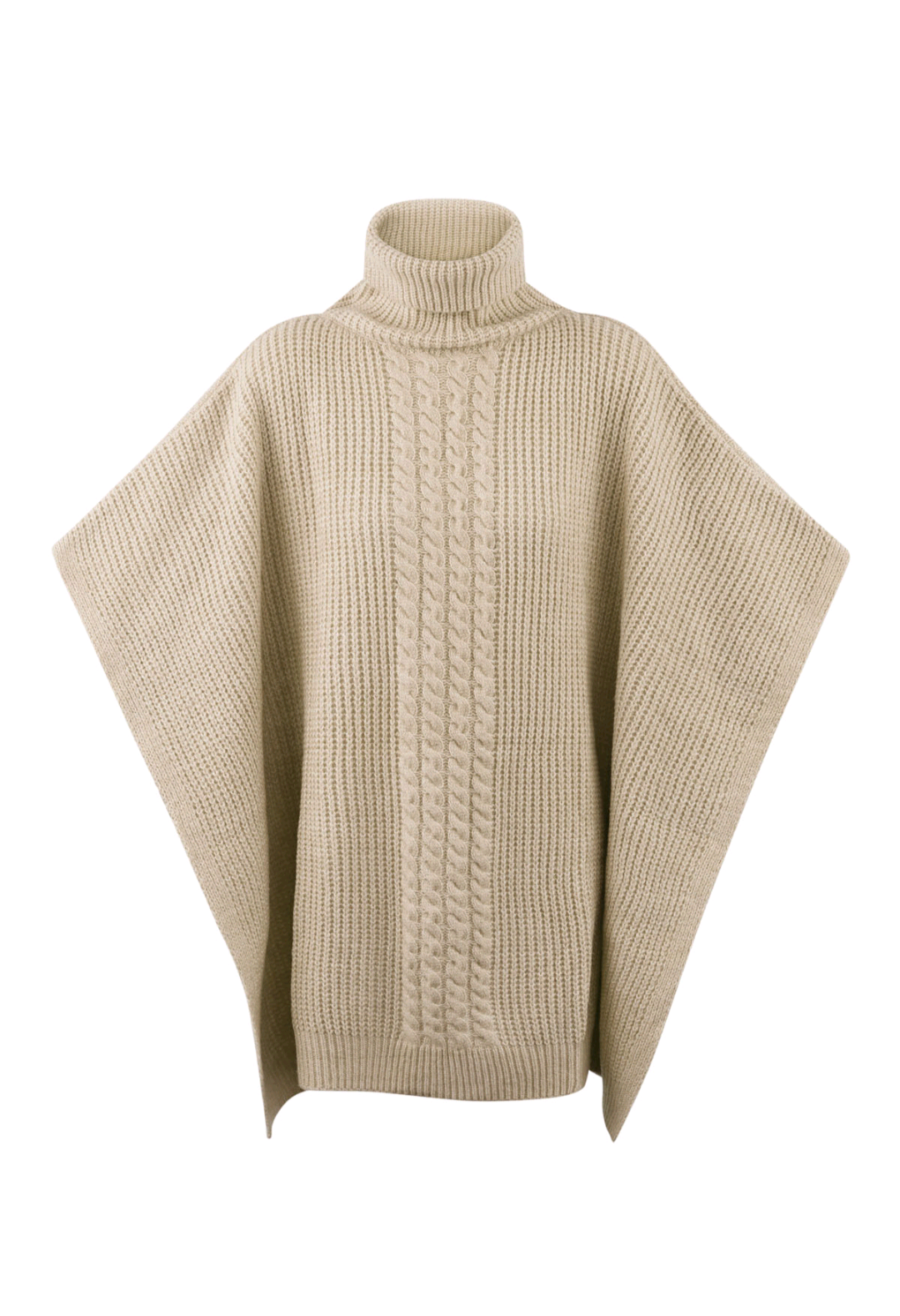 Tess - Beige gebreide poncho met col | Colourful Sweaters collectie