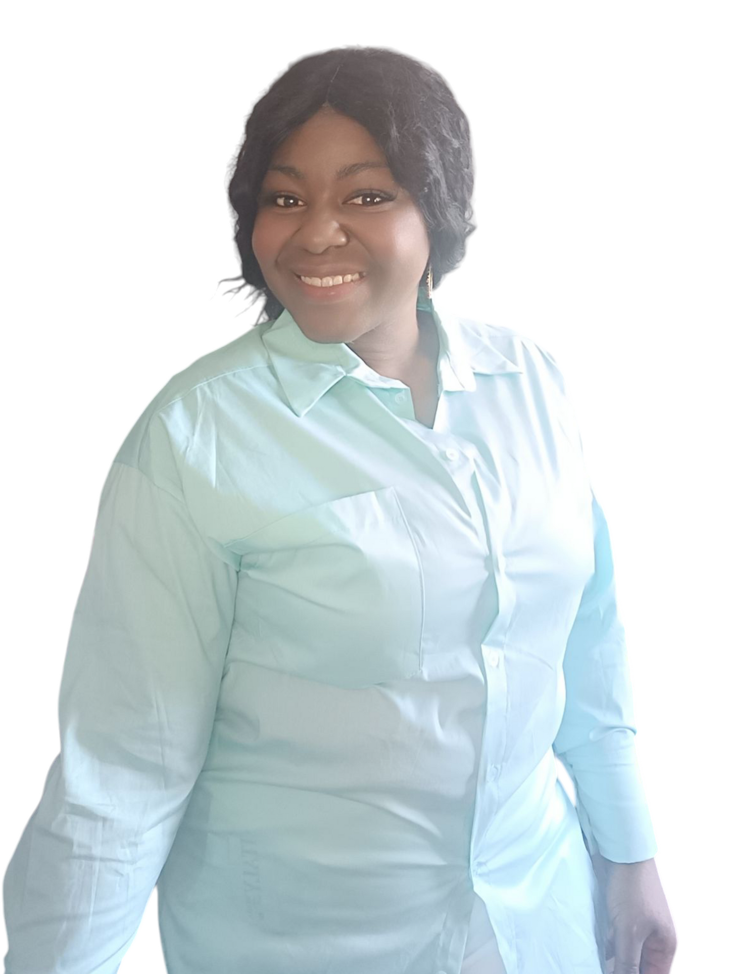 Jamy - Dames blouse met lange mouwen en een borstzak - Mintgroen | Lente & Pastels collectie