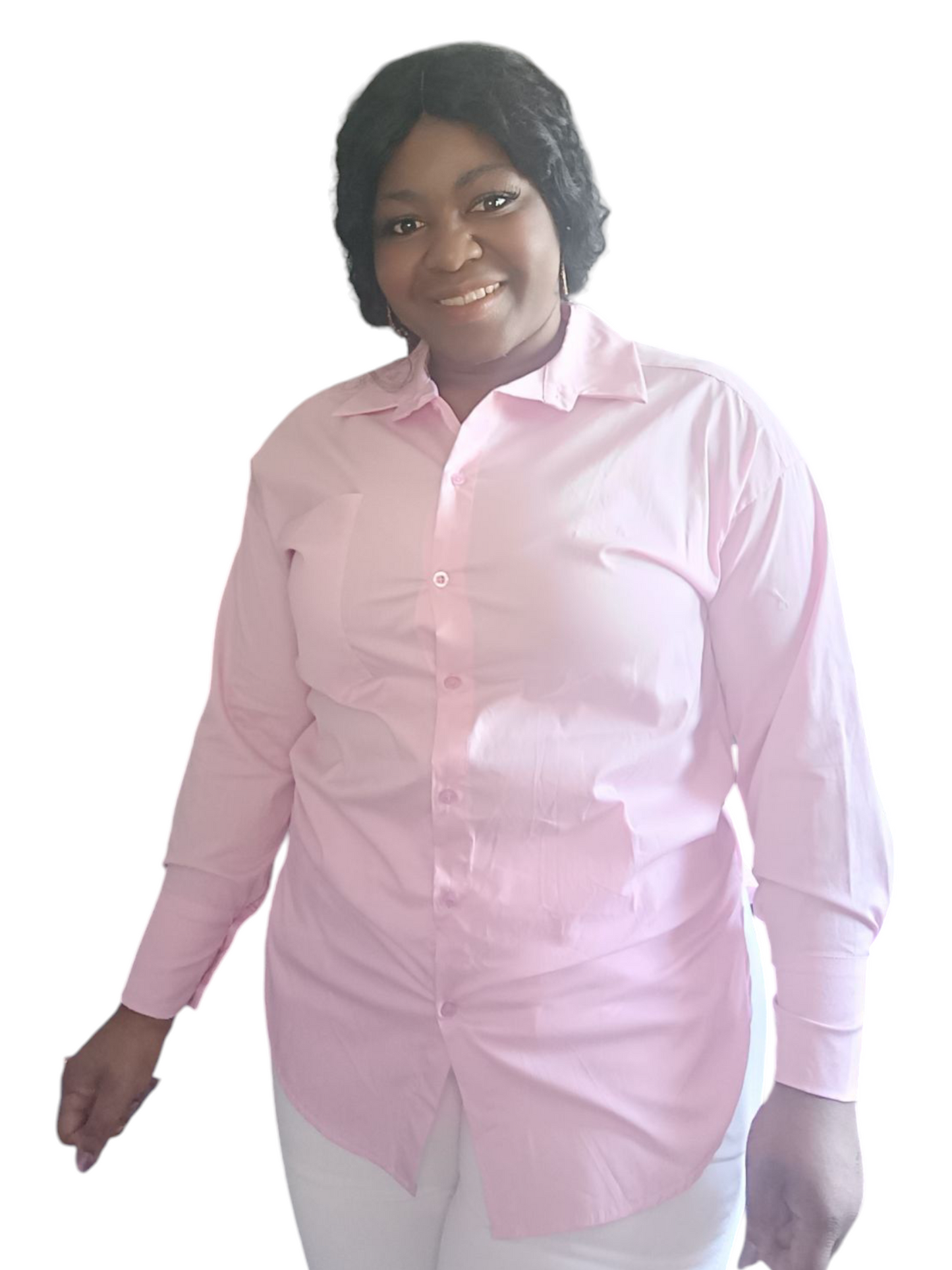 Jamy - Dames blouse met lange mouwen en een borstzak - Licht roze | Lente & Pastels collectie