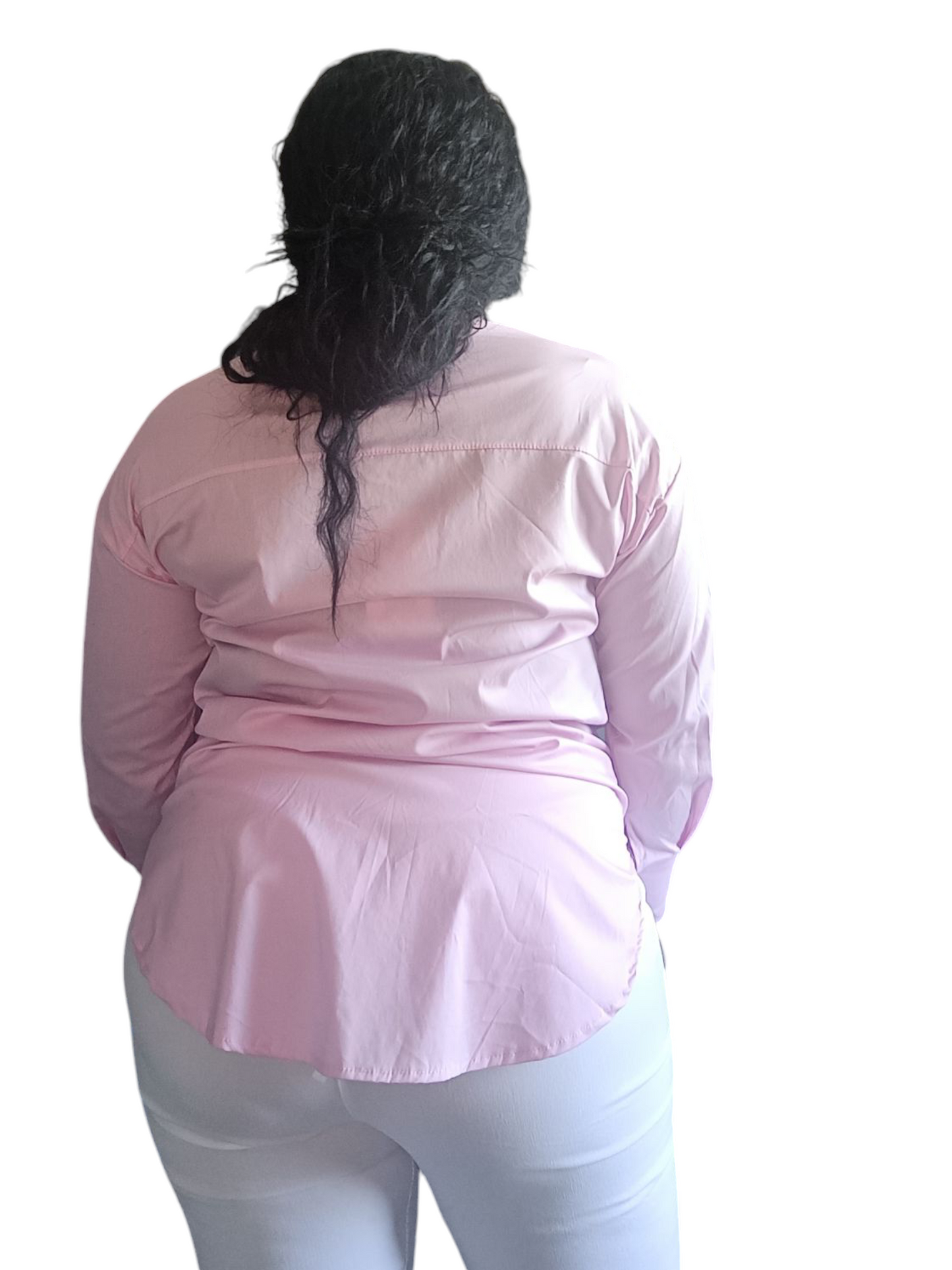 Jamy - Dames blouse met lange mouwen en een borstzak - Licht roze | Lente & Pastels collectie