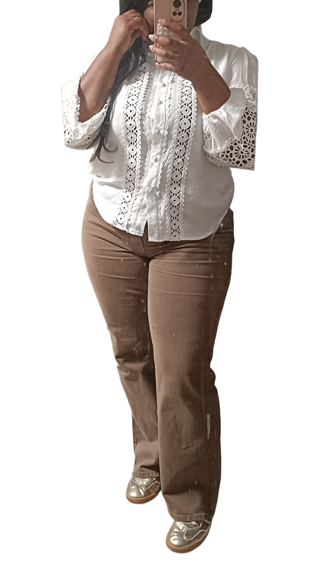 Broderie blouse dames - Roomwit