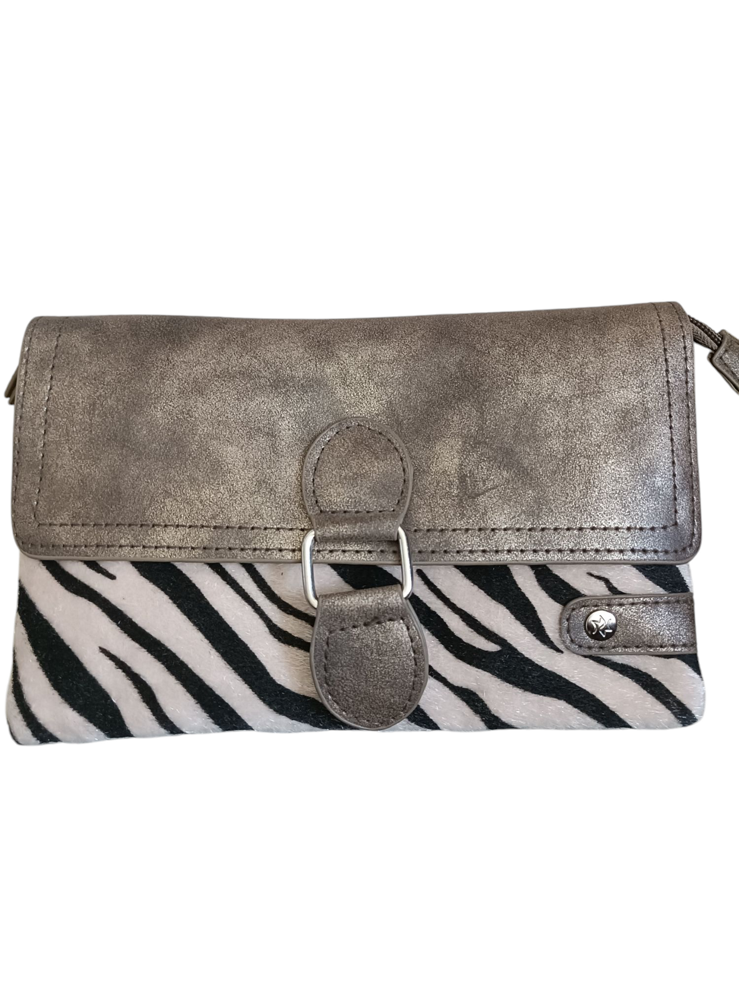 Kleine dames schoudertas/ crossbody zebra print - Taupe | Festival Ready collectie