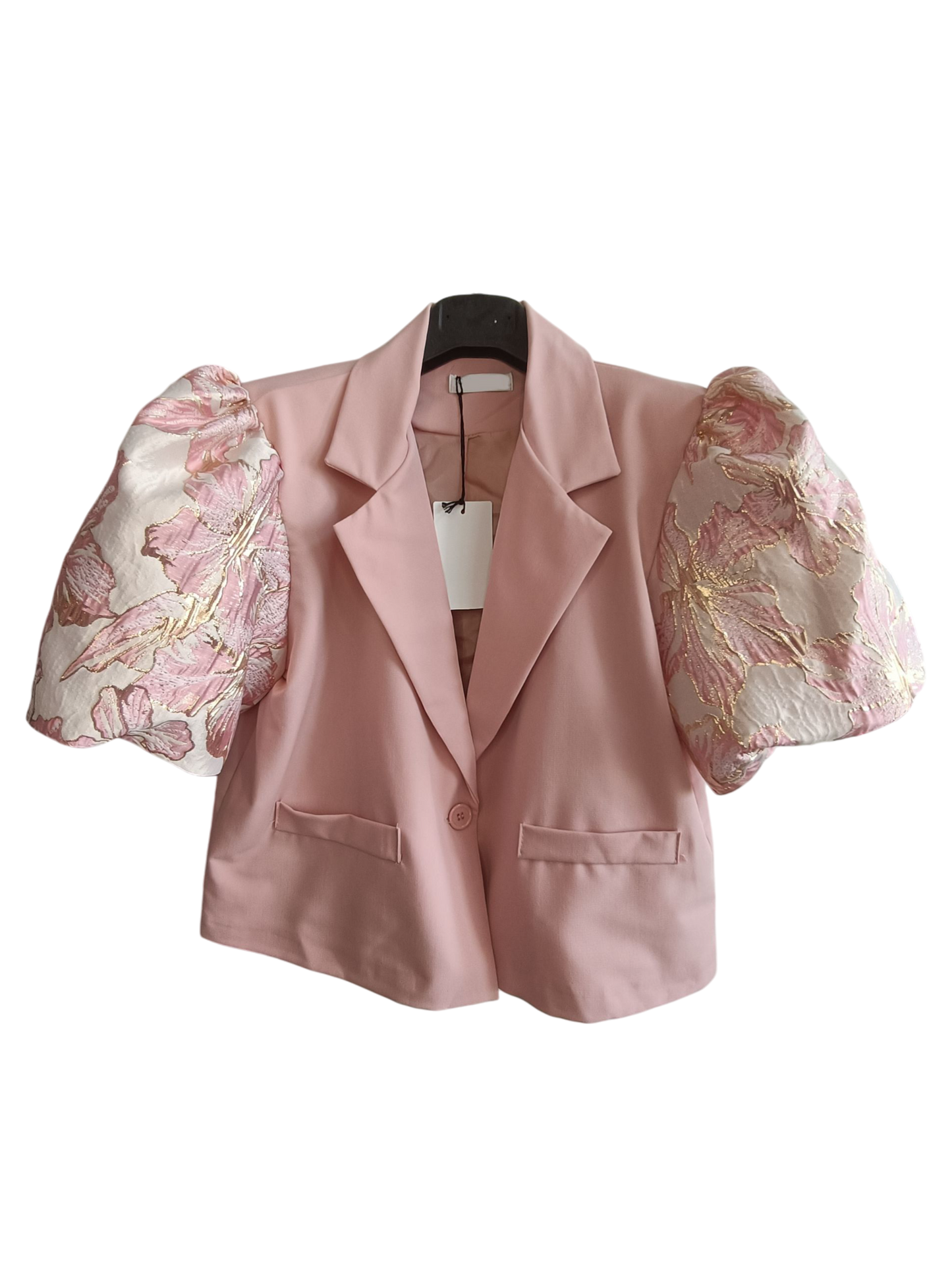 Korte blazer Jaquard mouwen; pofmouw - roze (clear)