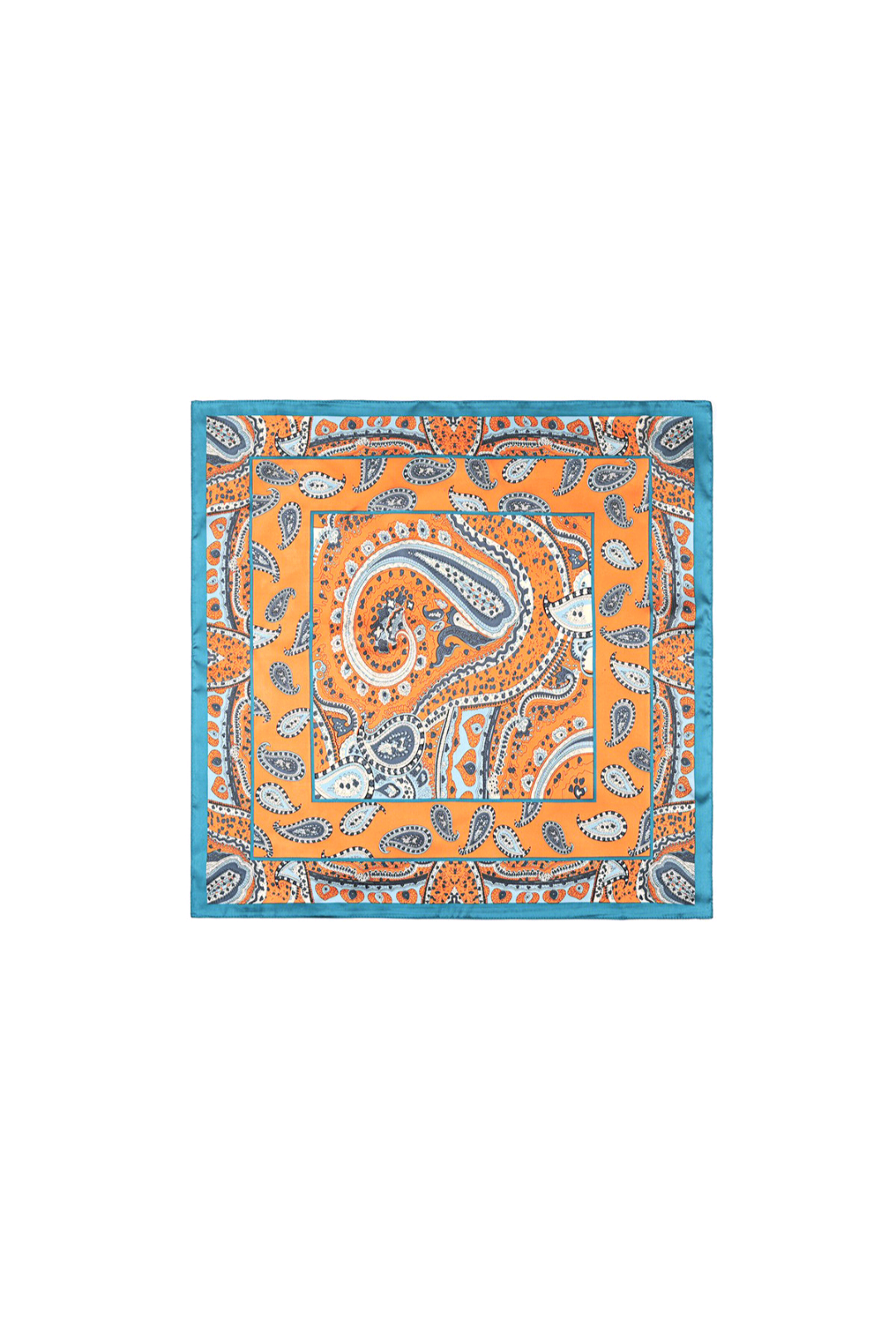 Nek sjaaltje dames; Modern paisley - Oranje/ Petrol