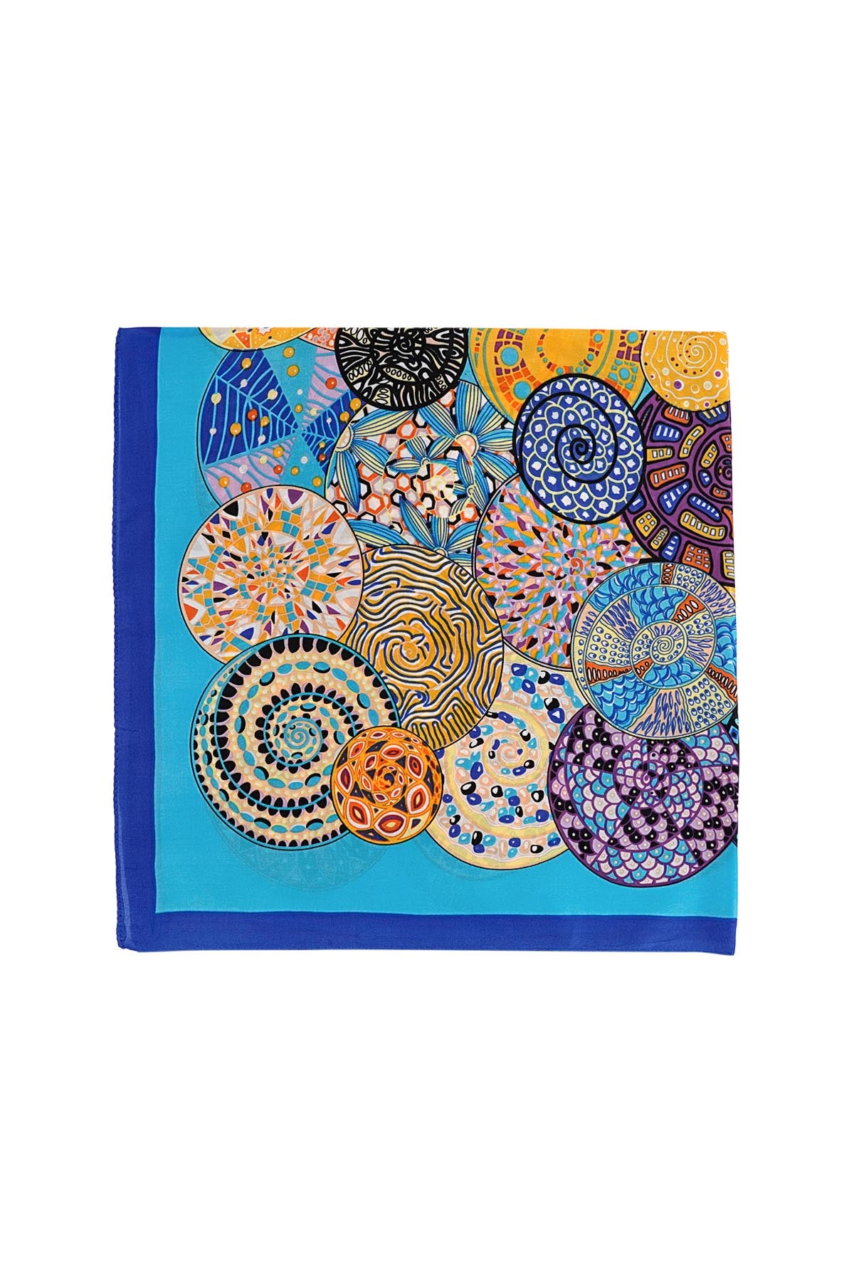 Nek sjaaltje dames blauw multi - flat-lay foto
