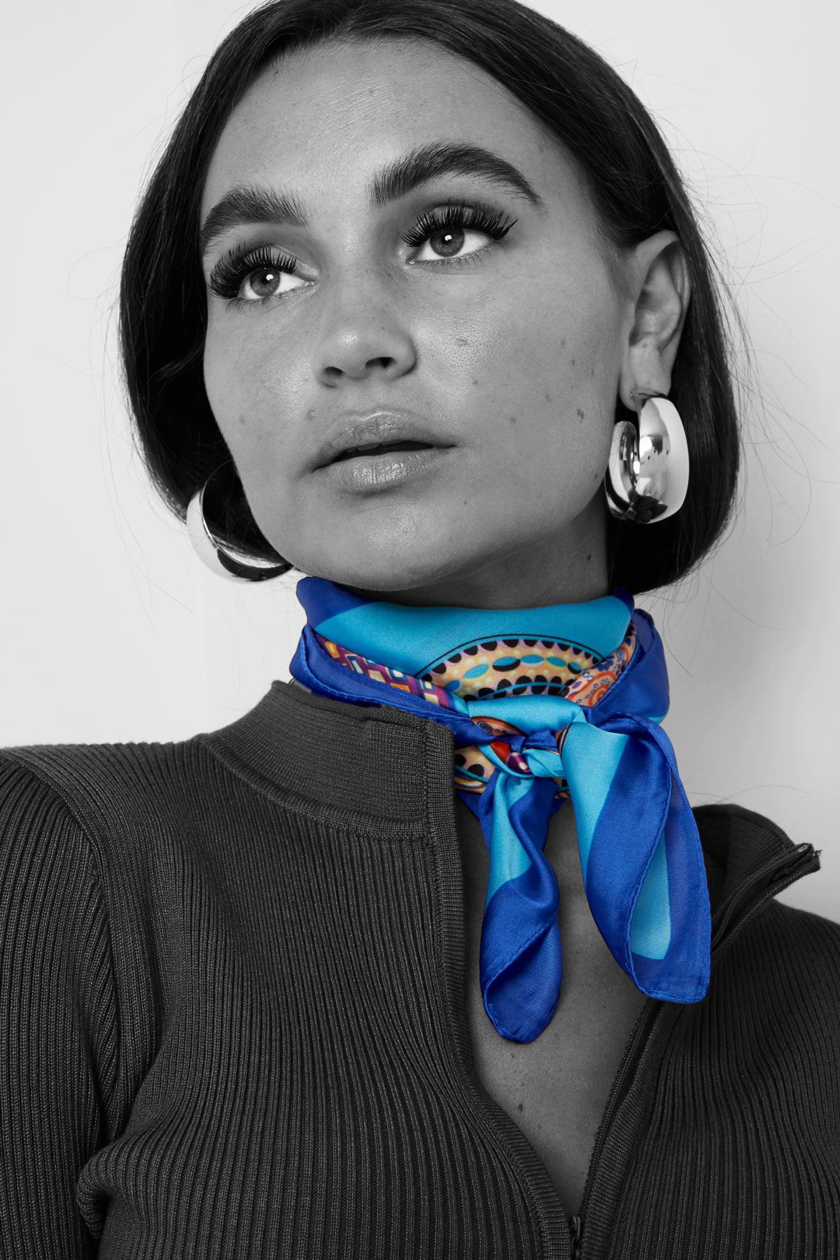 Nek sjaaltje dames blauw multi - kleur explosie.