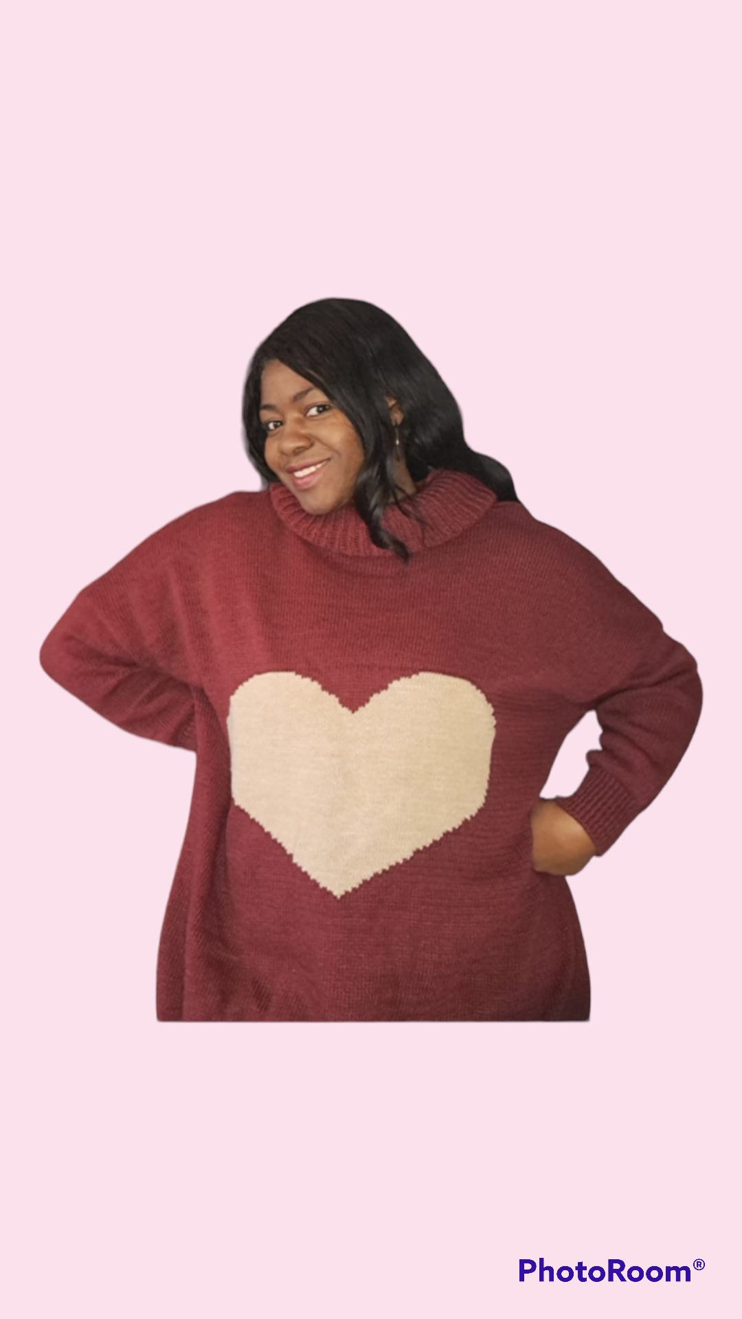 Dames trui grote maten Milou; dames trui met hart - Bordeaux rood