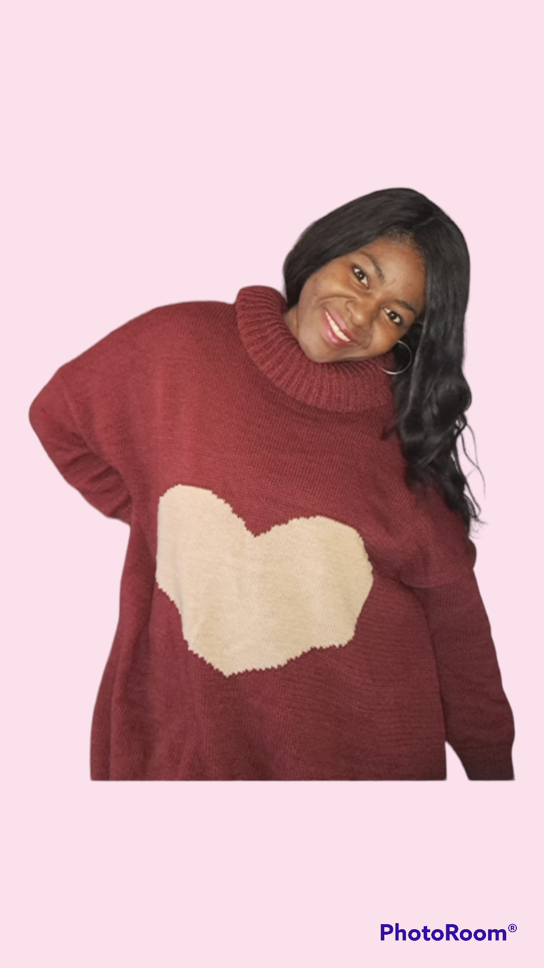 Dames trui grote maten Milou; dames trui met hart - Bordeaux rood