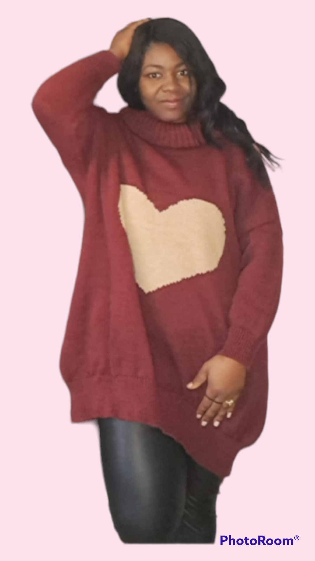 Dames trui grote maten Milou; dames trui met hart - Bordeaux rood