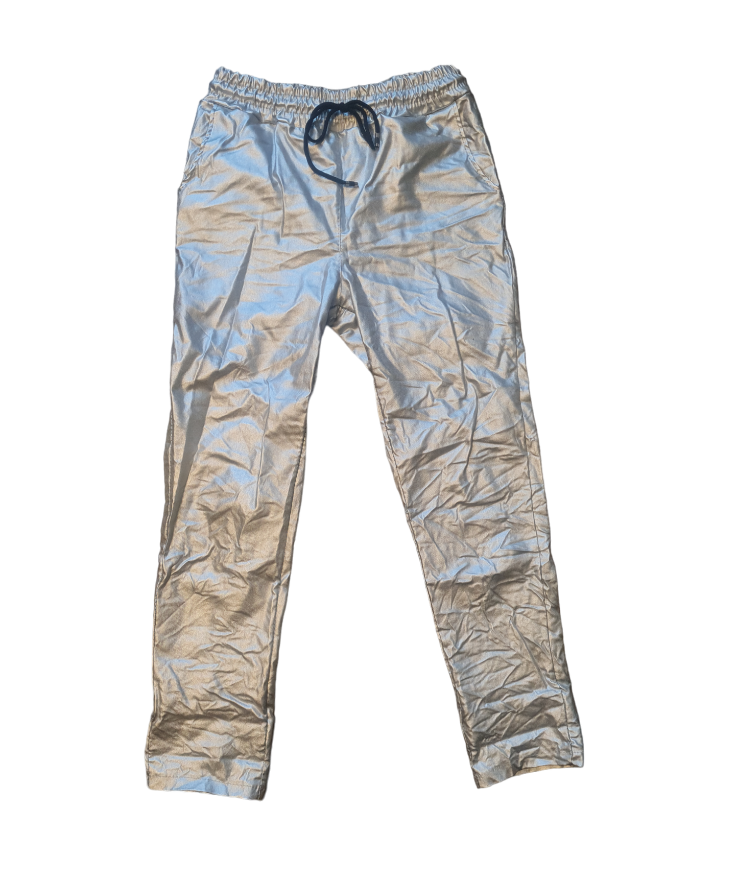 Metallic dames waxbroek - Zilver