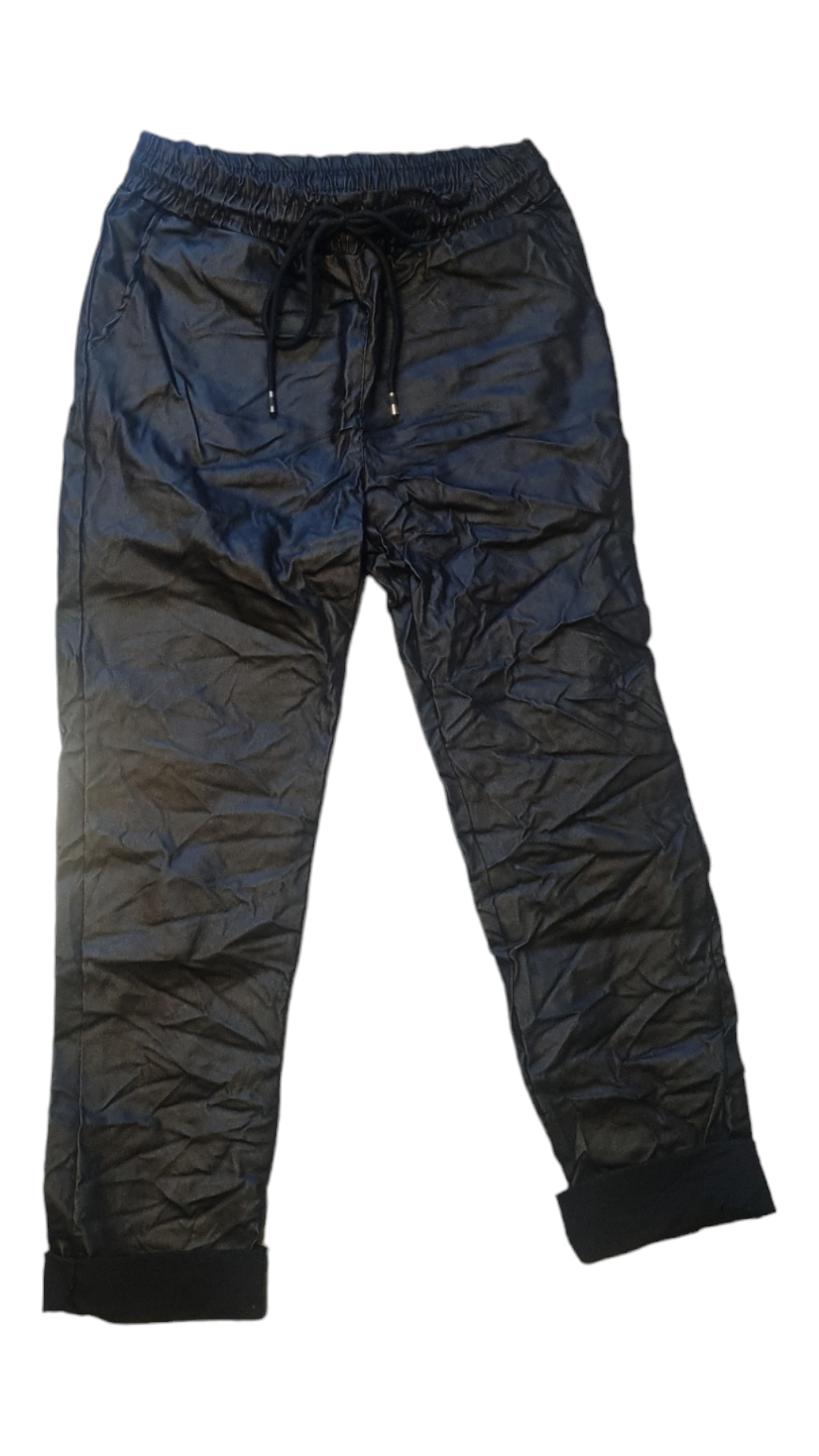 Dames waxbroek met aantrekkoord - Zwart