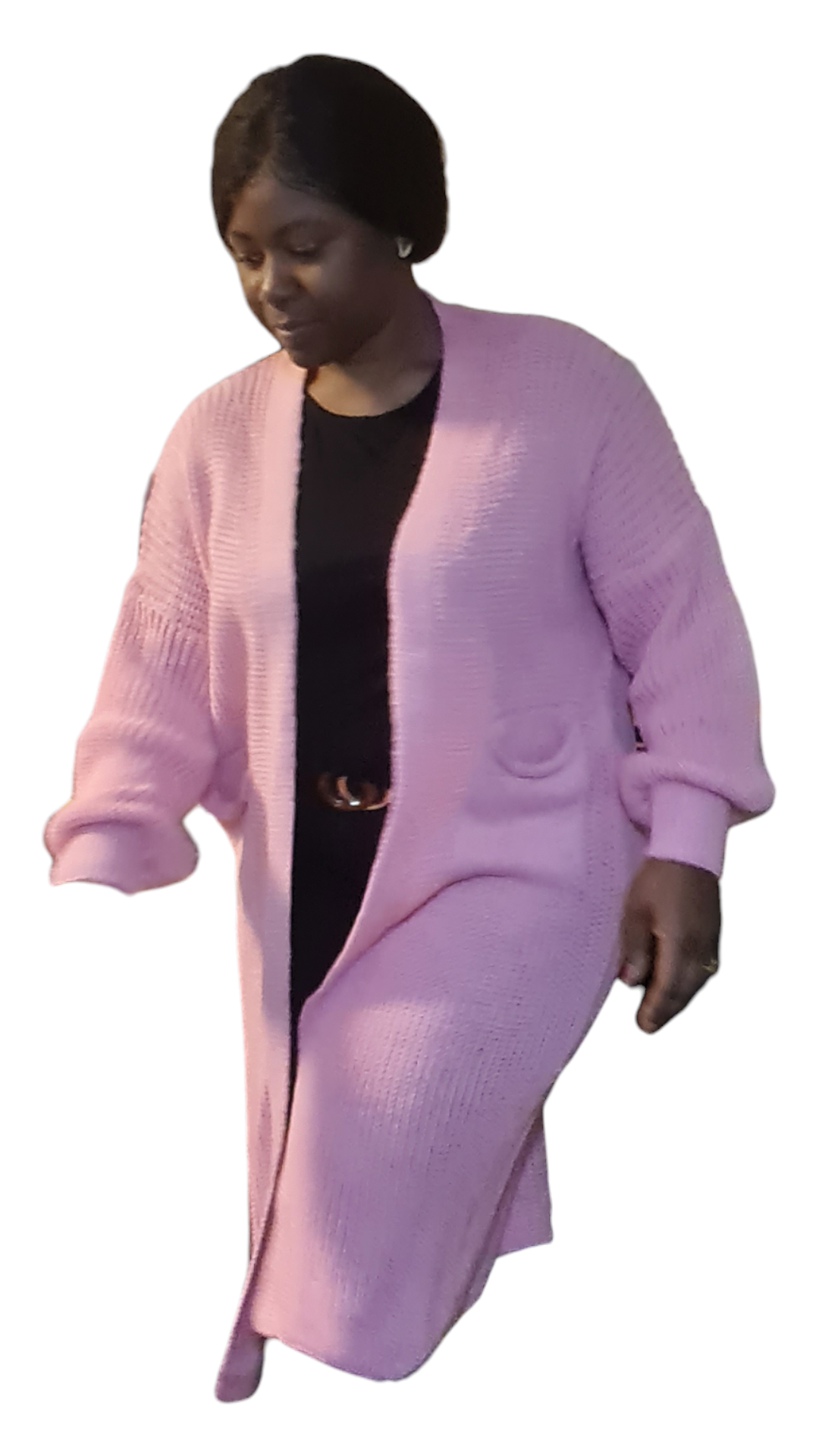 Vest Lena - Roze gebreide dames vest met zakken.