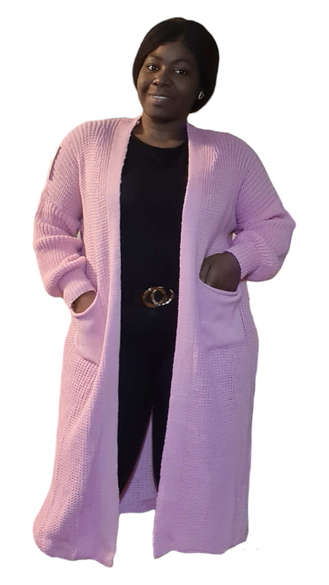 Vest Lena - Roze gebreide dames vest met zakken.