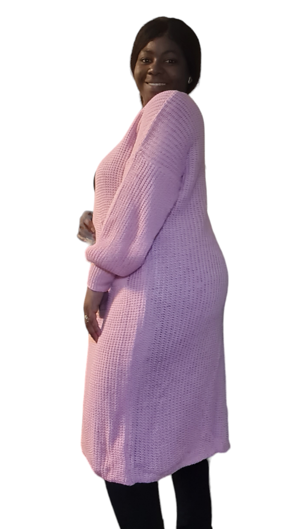 Vest Lena - Roze gebreide dames vest met zakken.