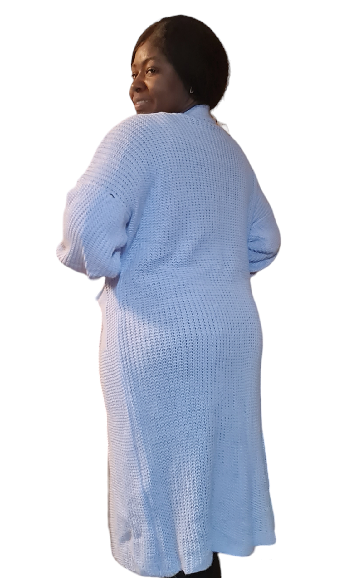 Vest Lena - Blauwe gebreide dames vest met zakken.
