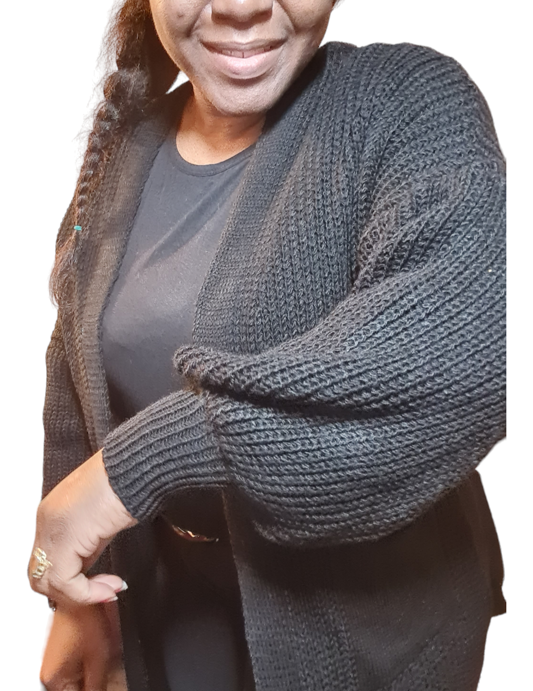 Vest Lena - Zwarte gebreide dames vest met zakken.