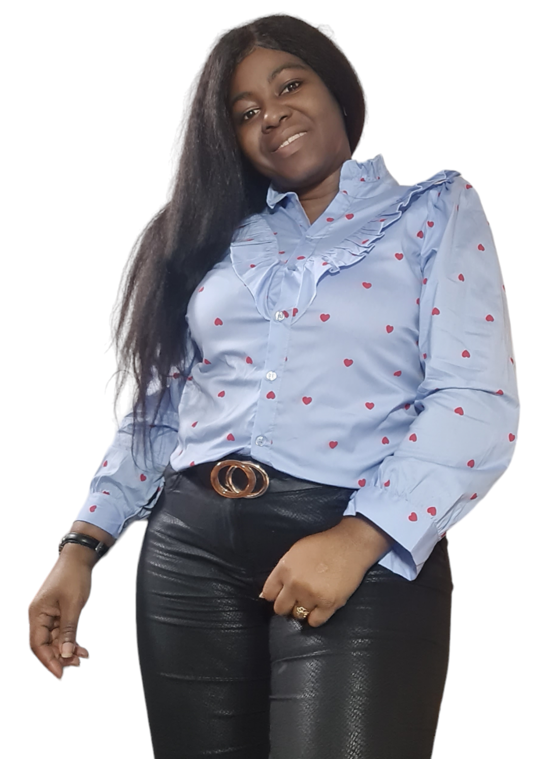 Lovely - Blauwe dames blouse met hartjes
