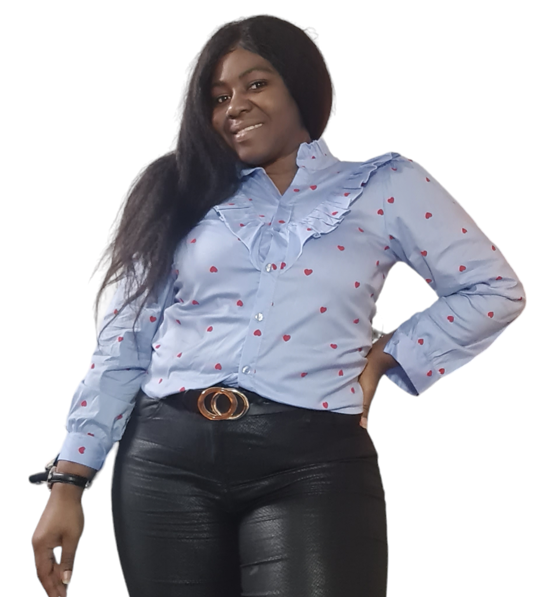 Lovely - Blauwe dames blouse met hartjes