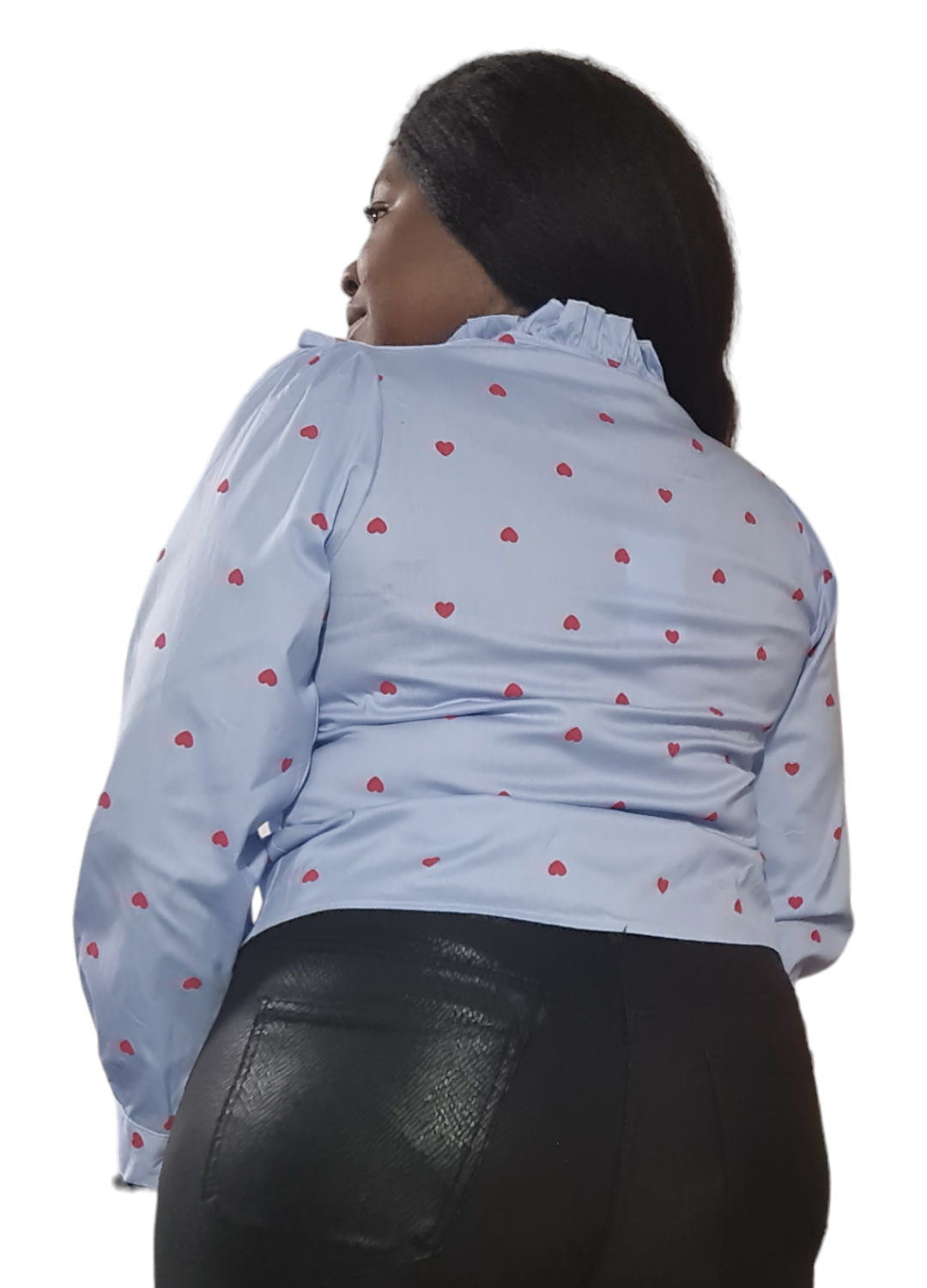 Lovely - Blauwe dames blouse met hartjes
