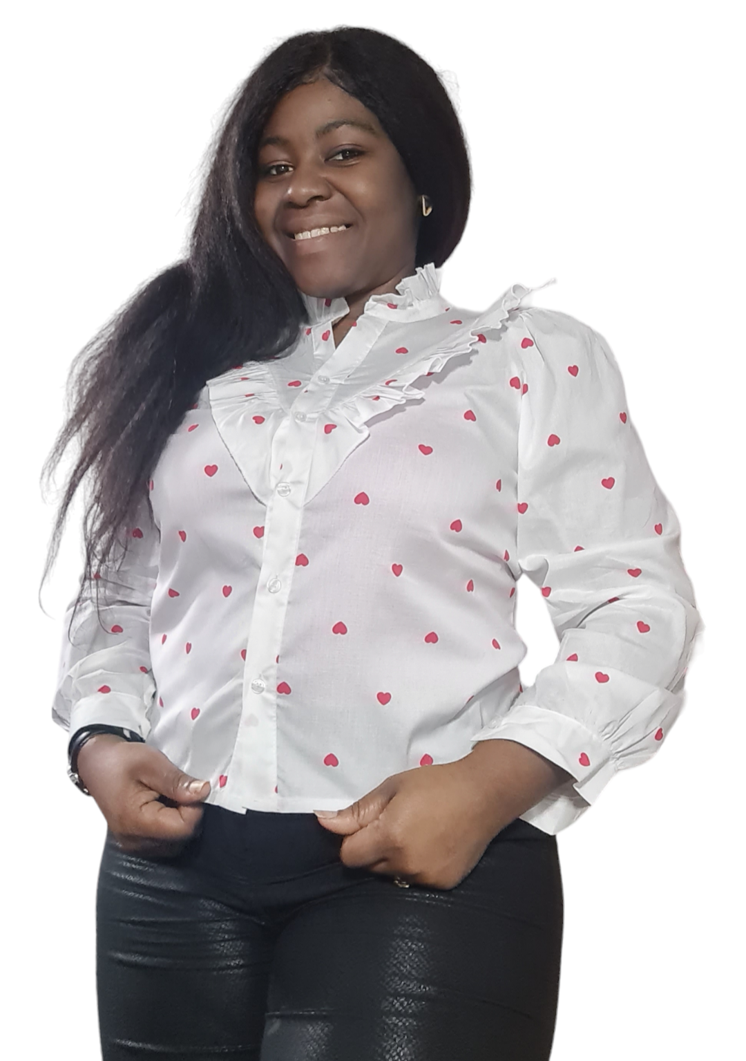 Lovely - Witte dames blouse met hartjes