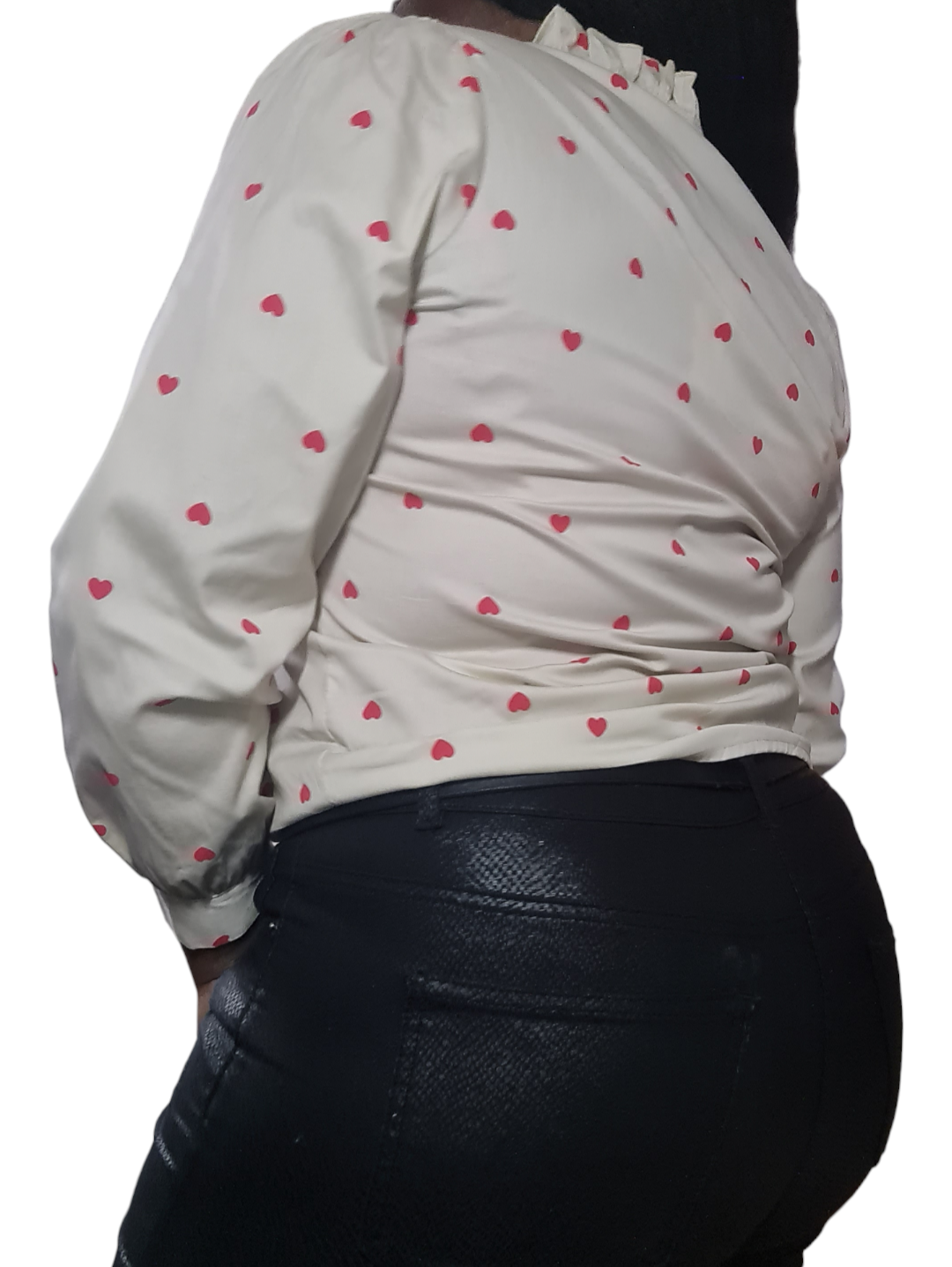 Lovely - Beige dames blouse met hartjes