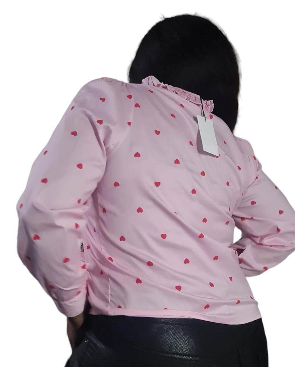 Lovely - Roze dames blouse met hartjes