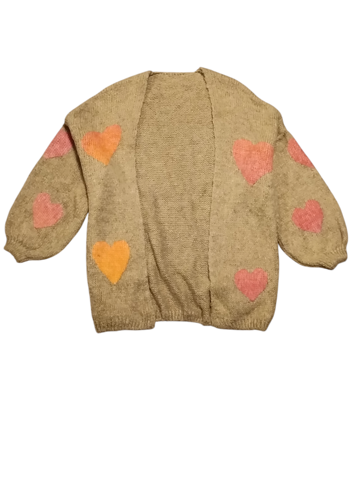 Liana - Taupe gebreide dames vest met hartjes | Selflove collectie