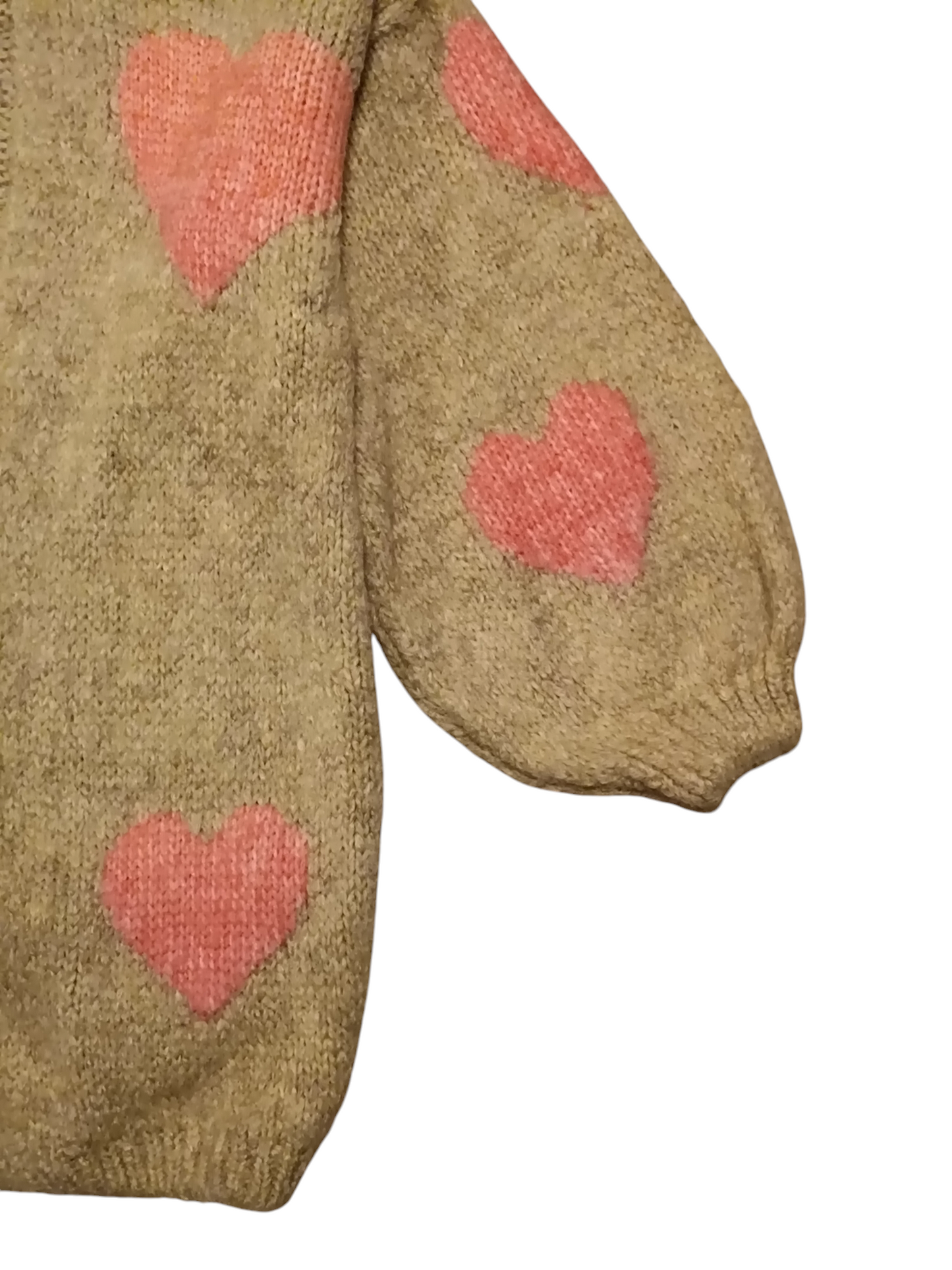 Liana - Taupe gebreide dames vest met hartjes | Selflove collectie