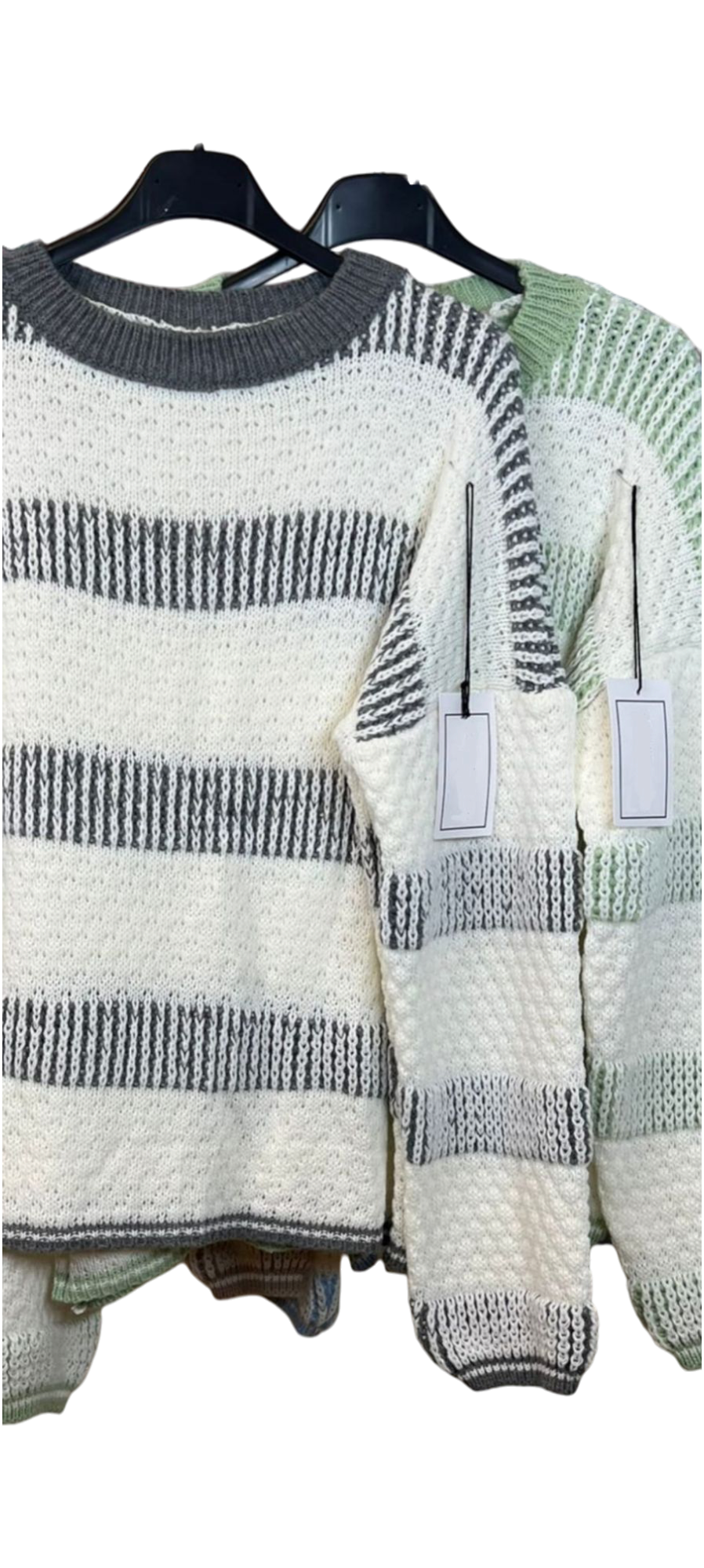 Stripes - Grijze gebreide dames trui met strepen | Selflove collectie