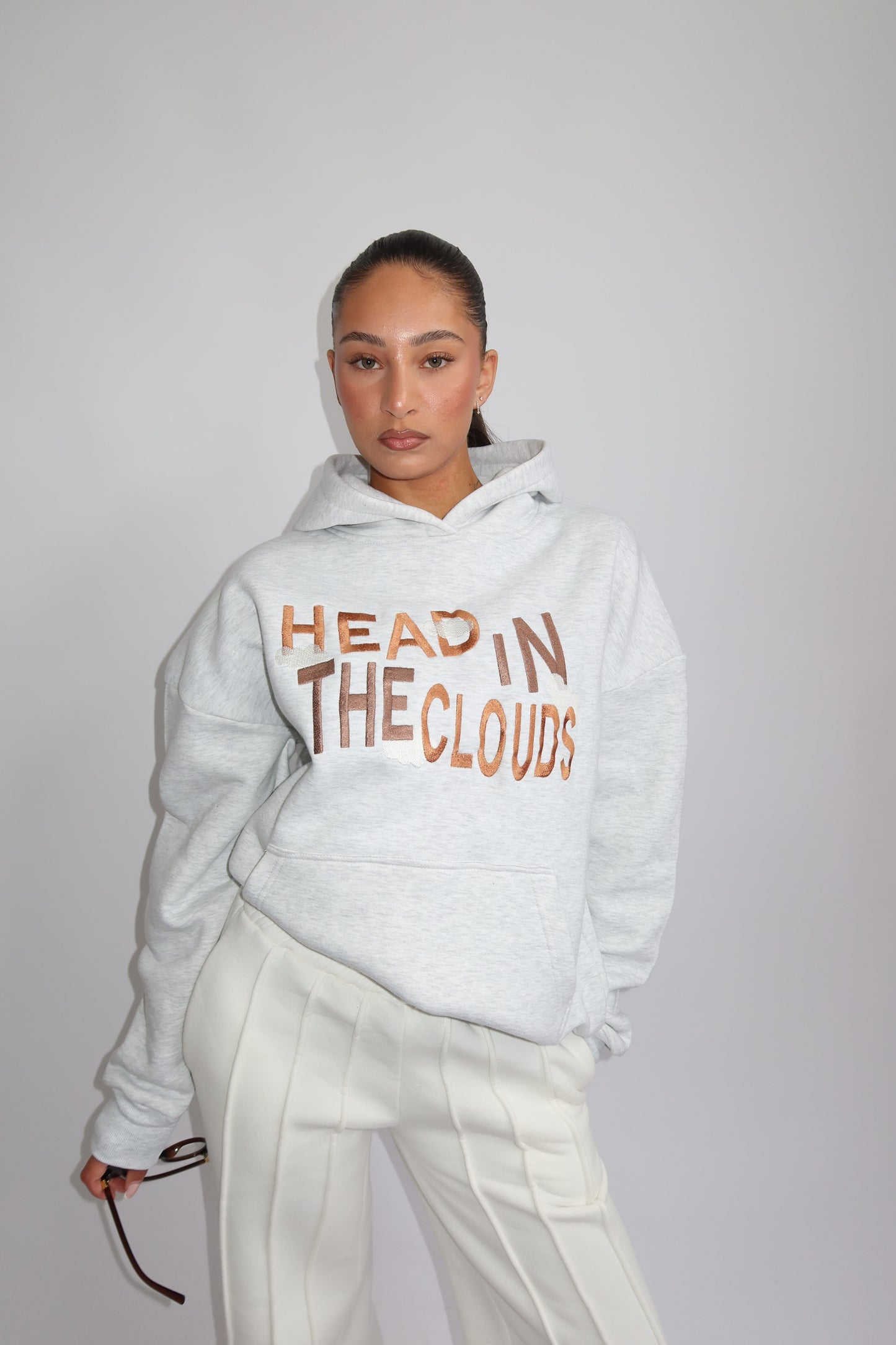 Priority Ann-Fleur hoodie; Head in the Clouds hoodie - Lichtgrijs (Marl Gray)
